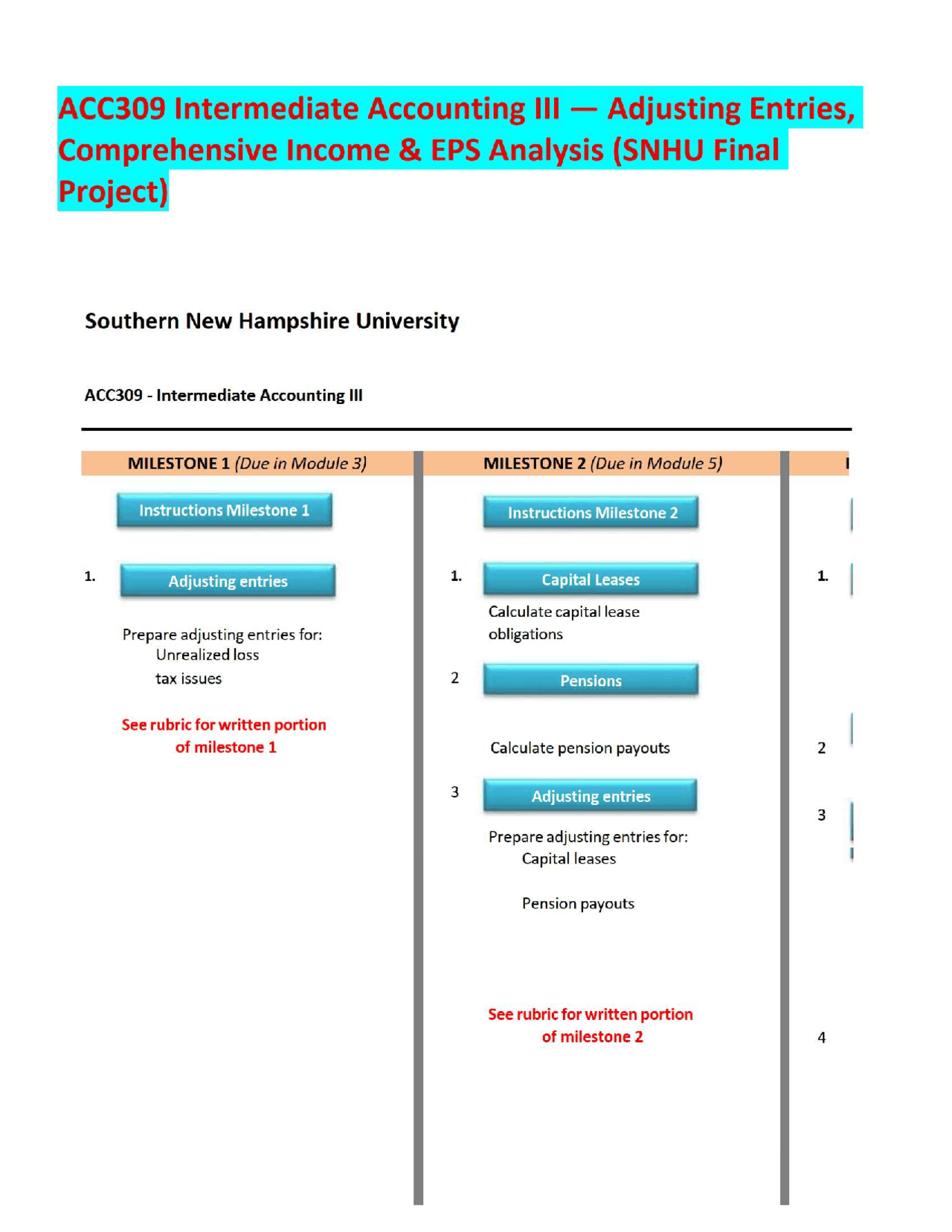ACC309 Intermediate Accounting III — Adjusting Entries, Comprehensive ...