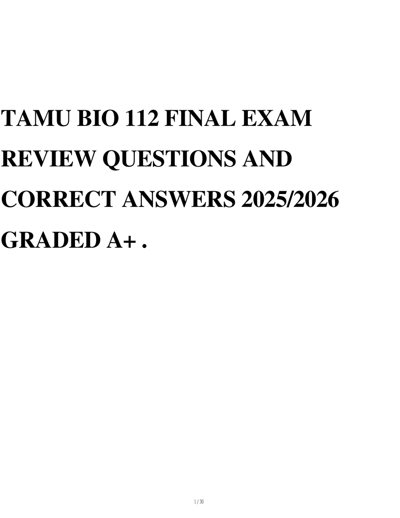 TAMU BIO 112 Final Exam Review – Texas A&M Biology 112 Study Guide with ...