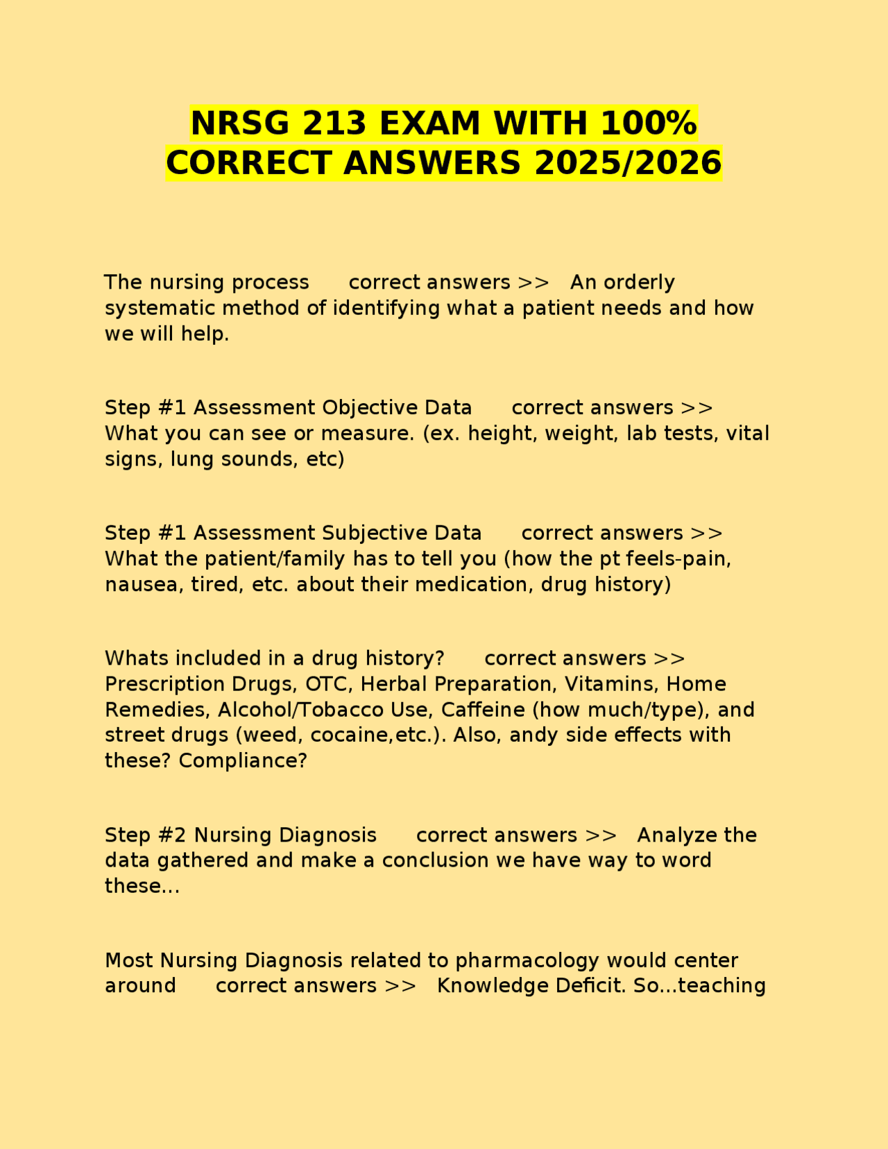 NRSG 213 EXAM WITH 100% CORRECT ANSWERS 2025/2026 | Exams ...