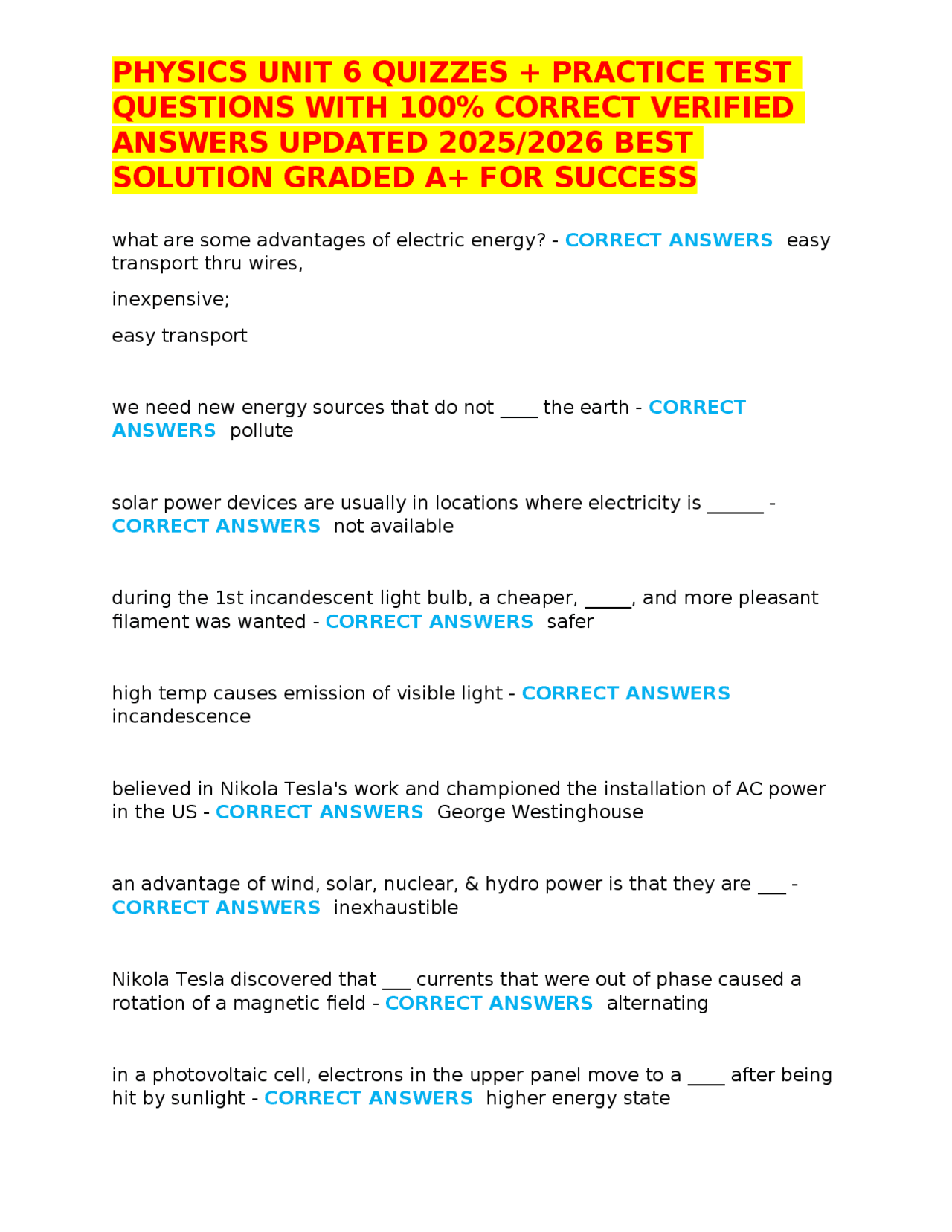 Physics Unit 6 Notes Physics Unit 6 Quizzes and Practice Test Questions | Exams Nursing ...