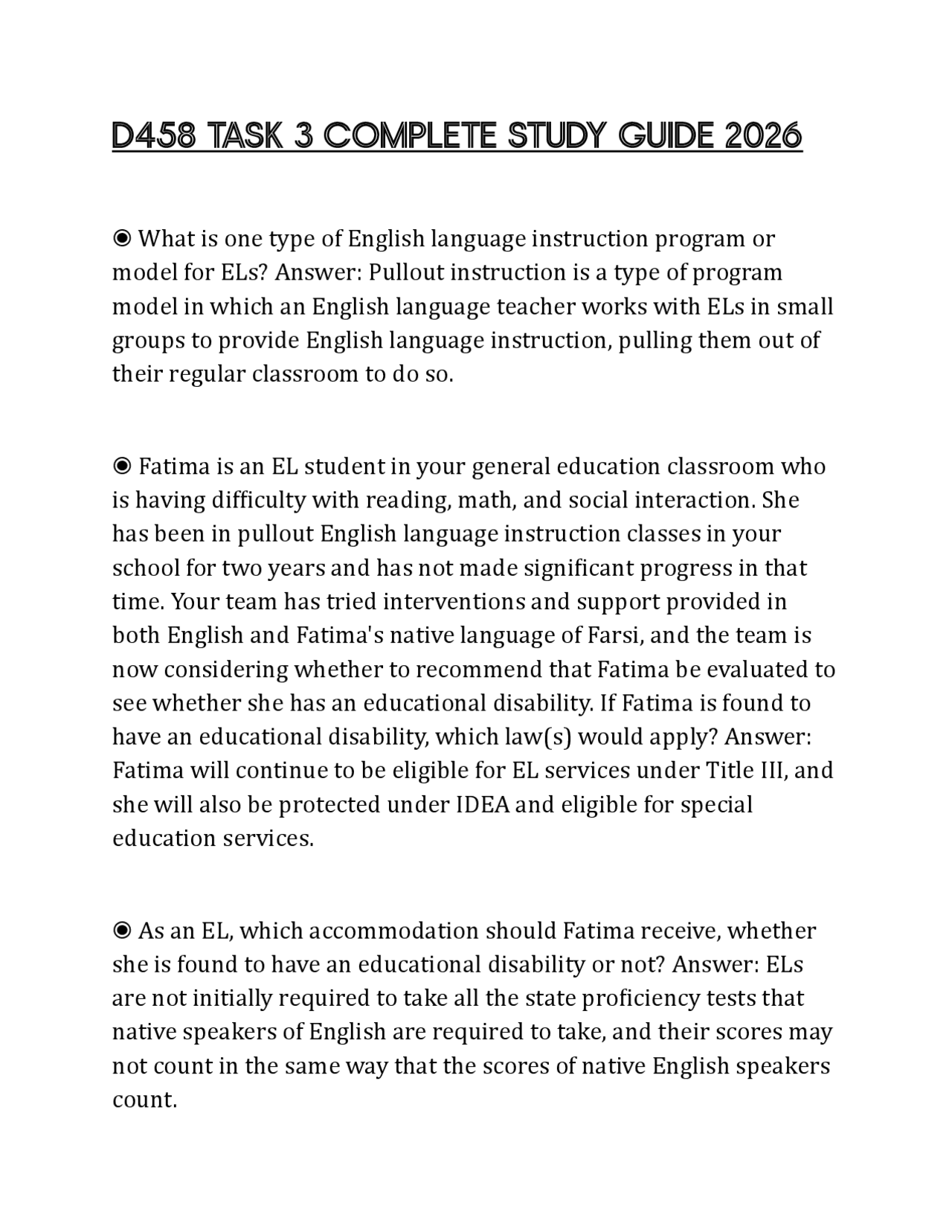 D458 TASK 3 COMPLETE STUDY GUIDE 2026 | Exams Reasoning | Docsity