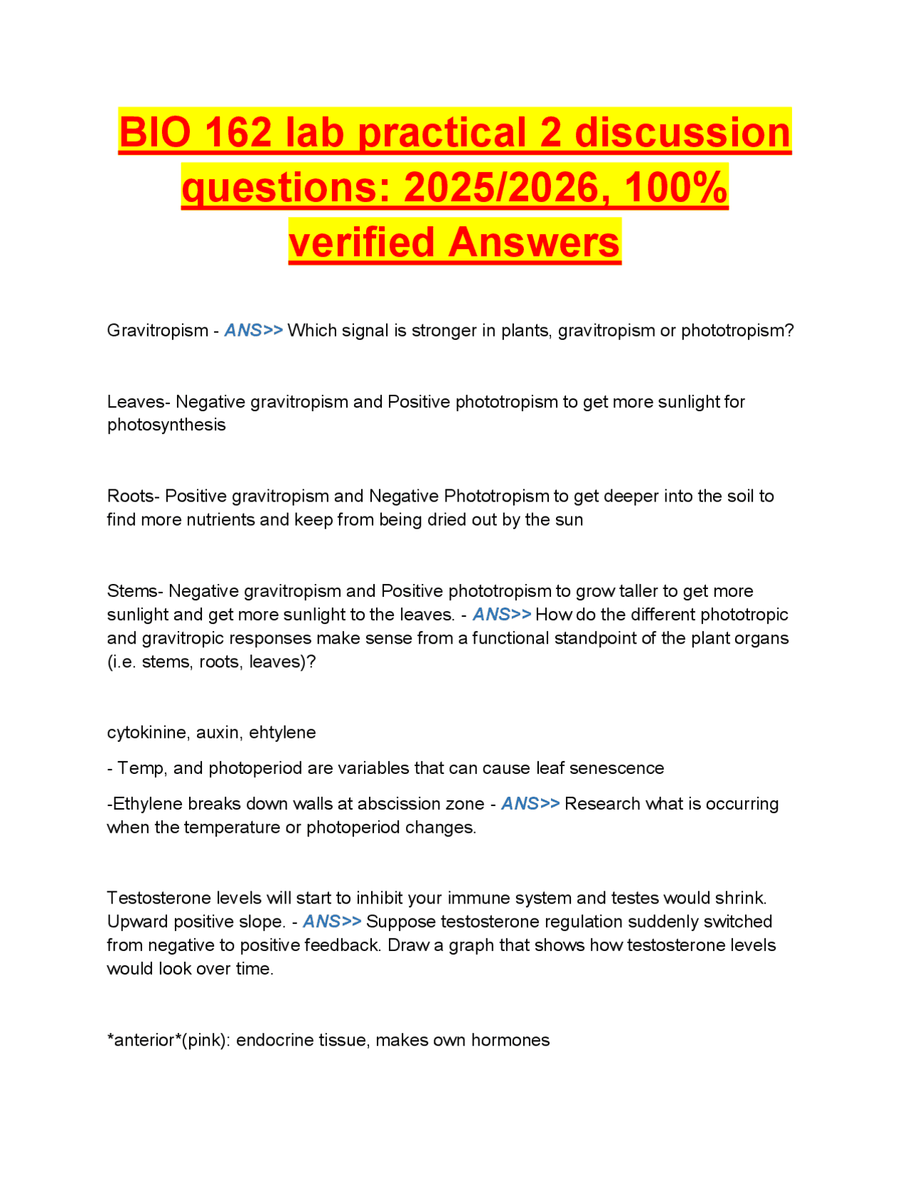 module 2lab study objectives - lab study objectives... BIO 162 Lab Practical 2 Study Guide – Discussion Questions & Verified ...