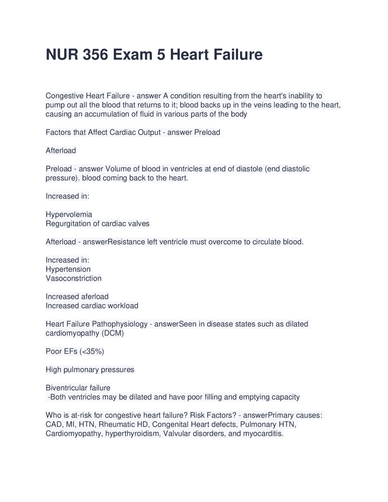 Heart Failure Exam Review: Key Concepts and Clinical Considerations ...
