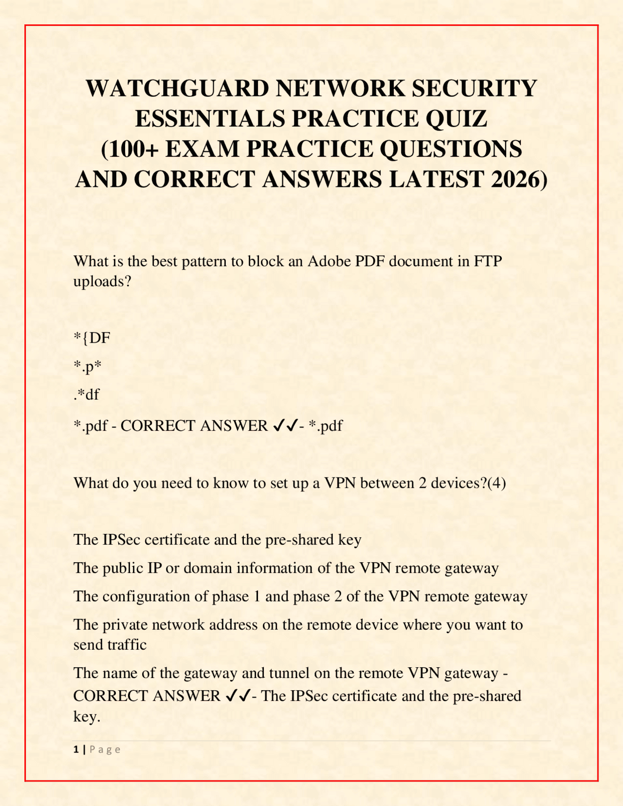 WatchGuard Network Security Essentials Practice Quiz 2026 | Exams ...