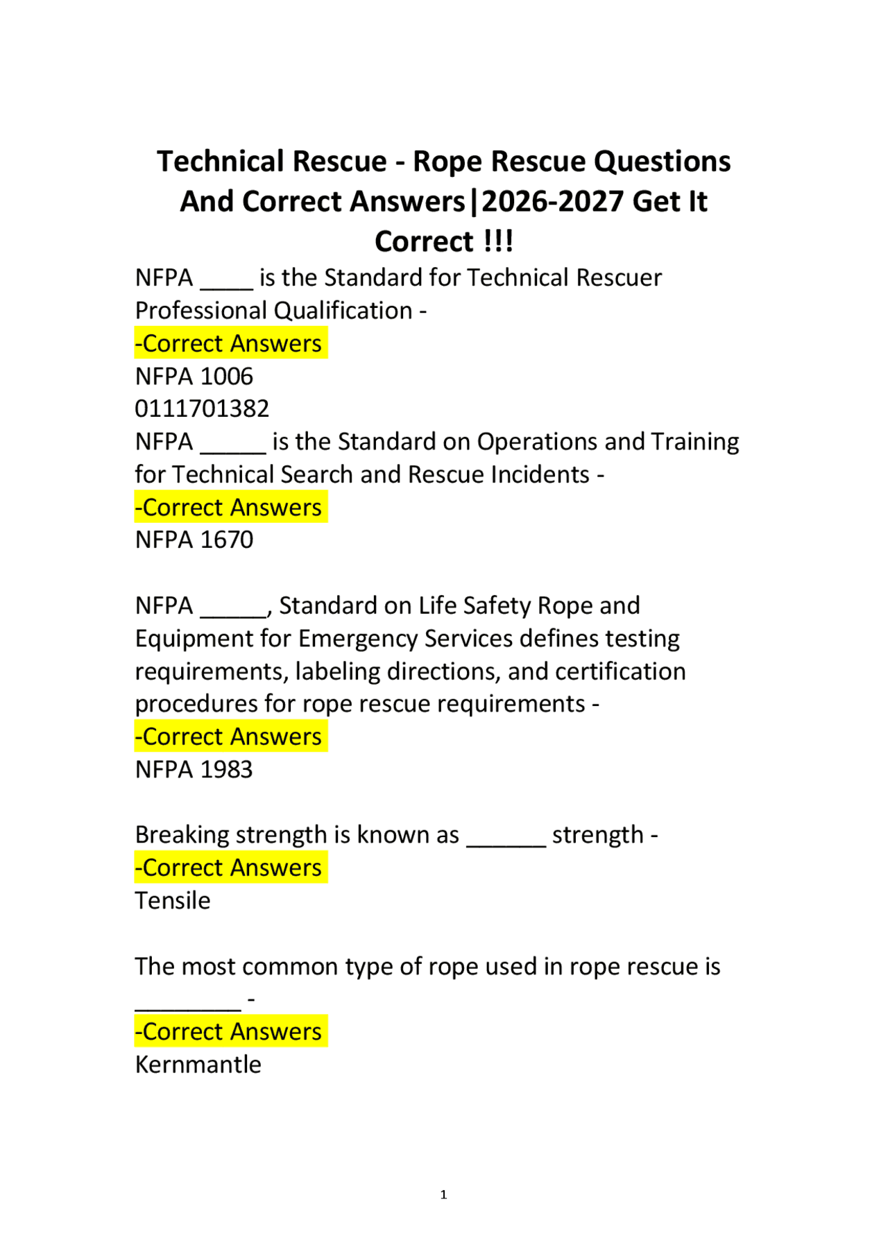 Job Application Rope Question Rope Rescue Techniques: Questions and Answers for Technical Rescuers ...