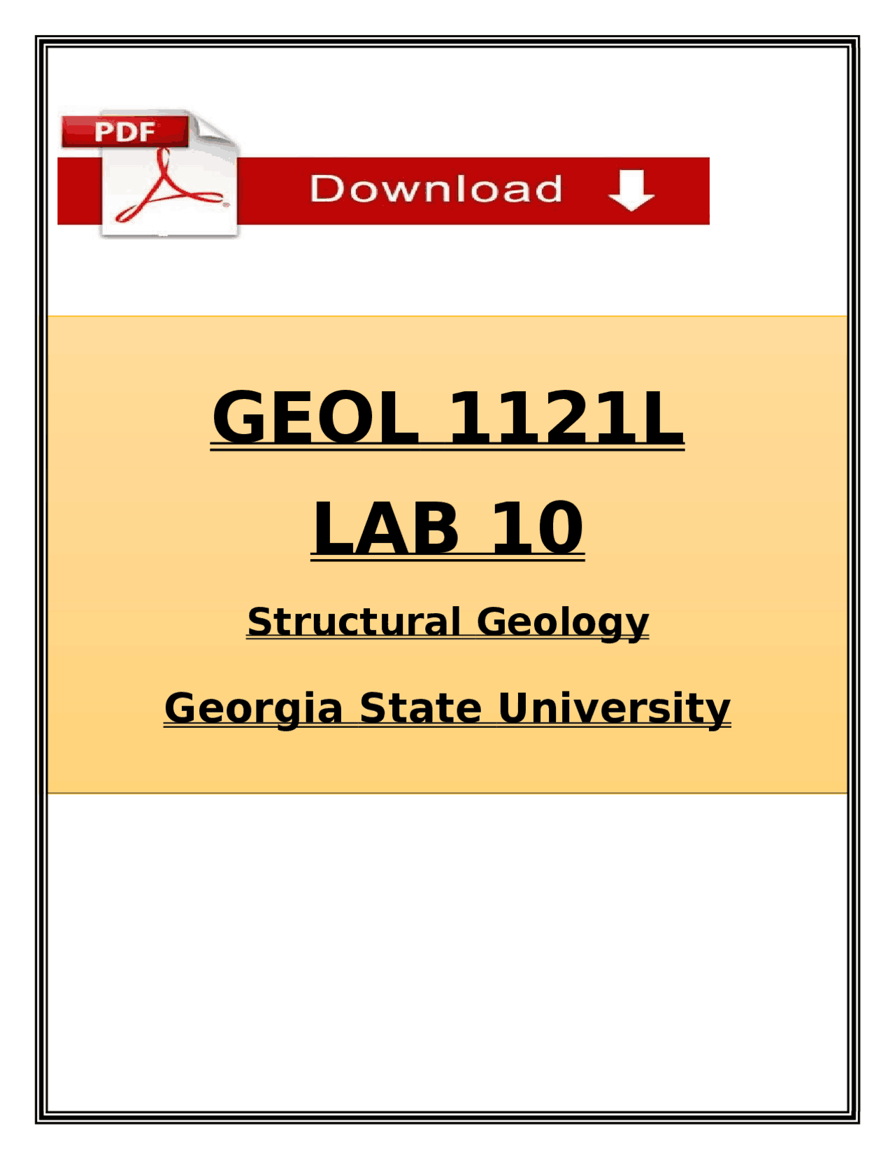 GEOL 1121L Lab 10 Structural Geology Assignment | Georgia State | 2026 ...