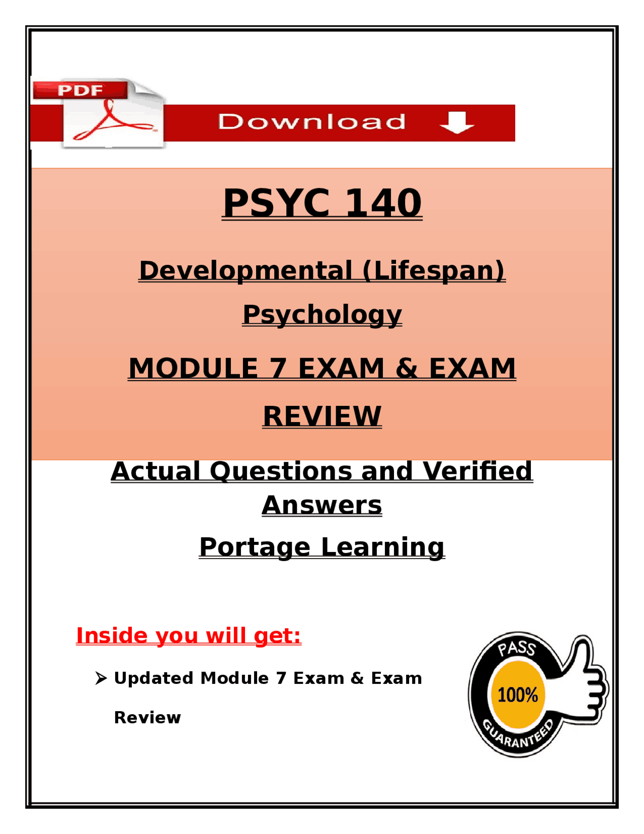 PSYC 140 Module 7 Exam & Review | Lifespan Psychology | Portage ...