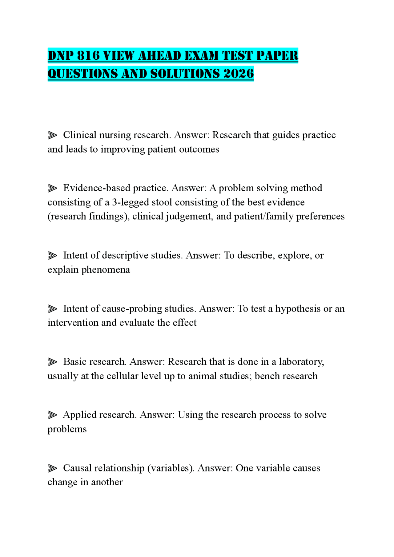 DNP 816 VIEW AHEAD EXAM TEST PAPER QUESTIONS AND SOLUTIONS 2026 | Exams ...