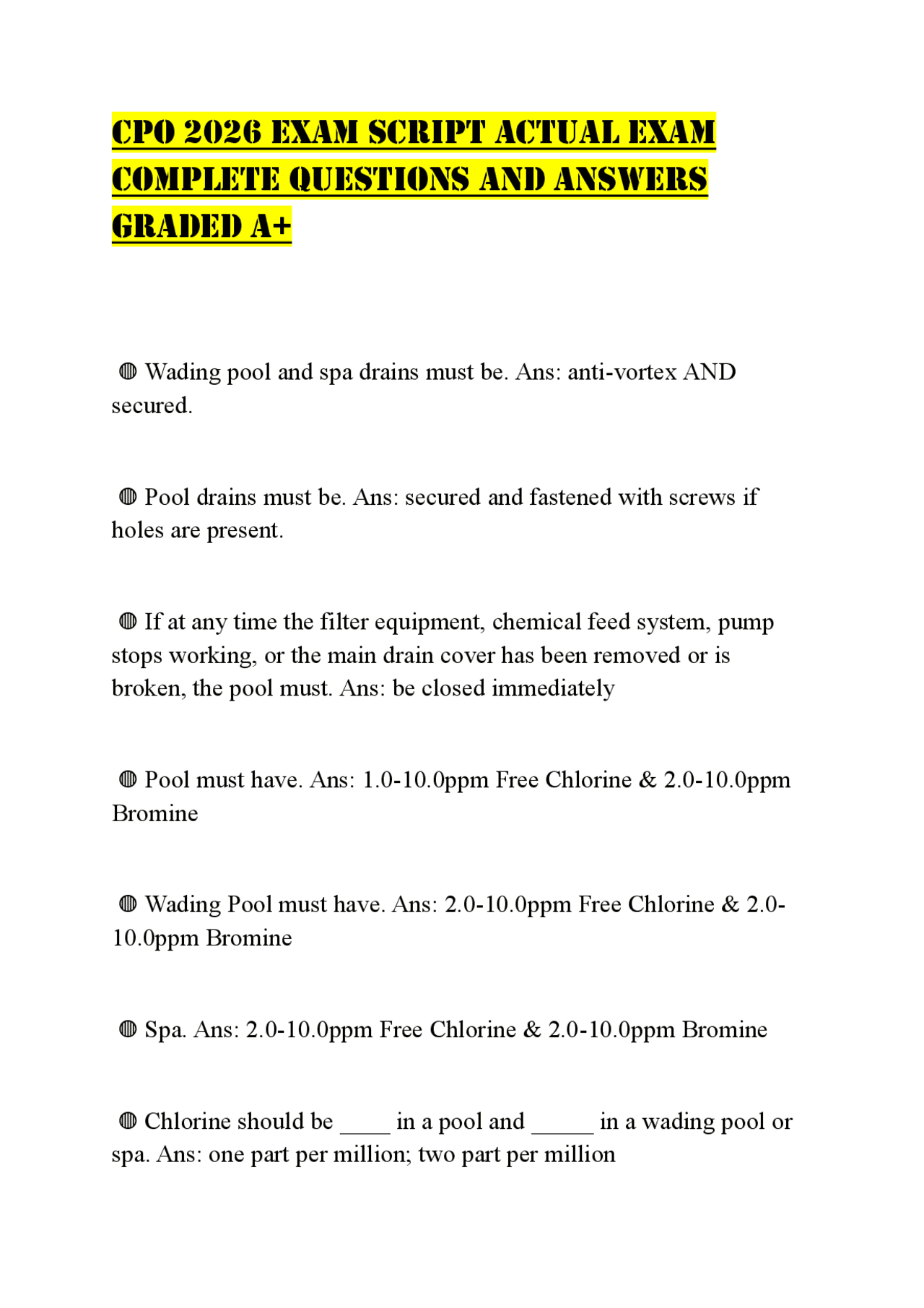 CPO 2026 EXAM SCRIPT ACTUAL EXAM COMPLETE QUESTIONS AND ANSWERS GRADED ...
