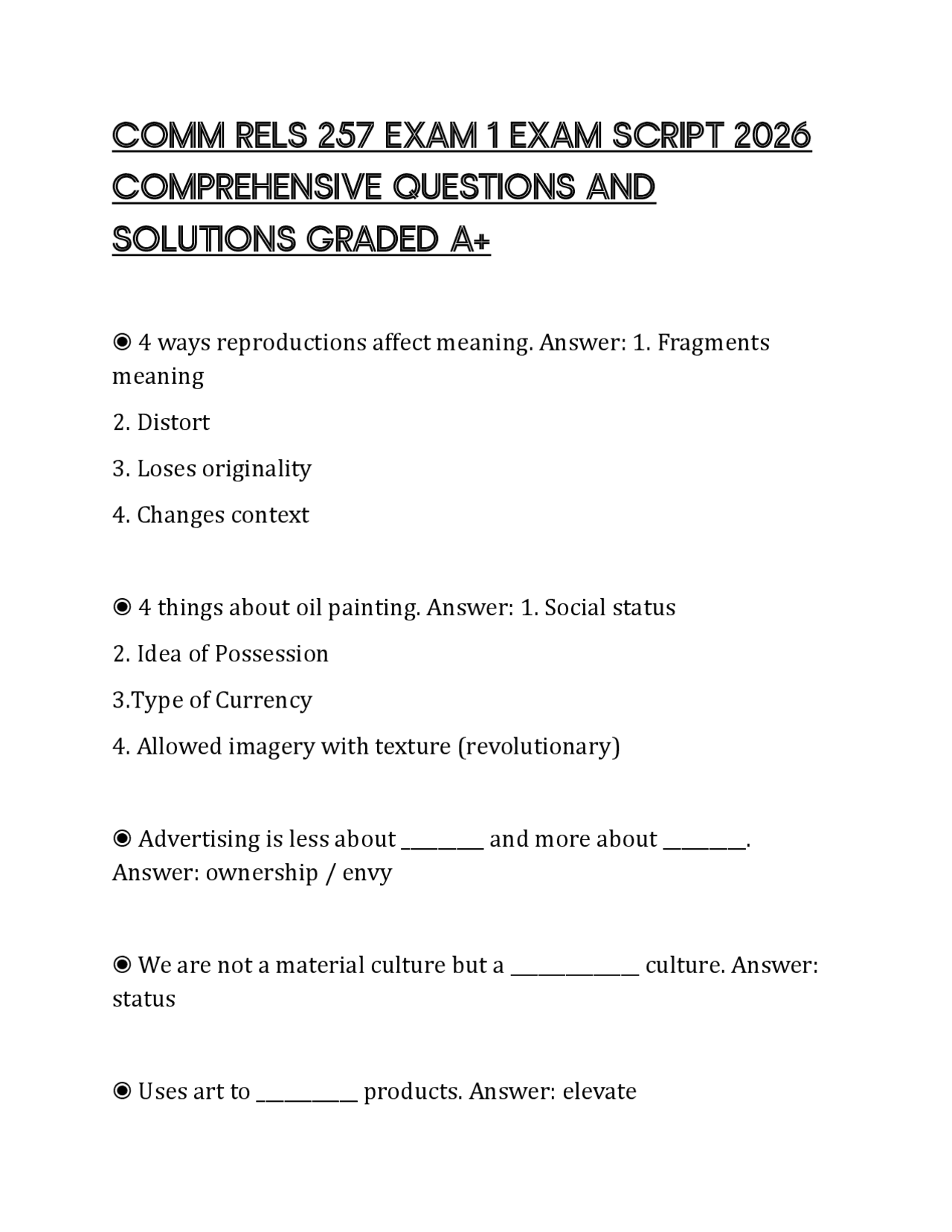 COMM RELS 257 EXAM 1 EXAM SCRIPT 2026 COMPREHENSIVE QUESTIONS AND ...