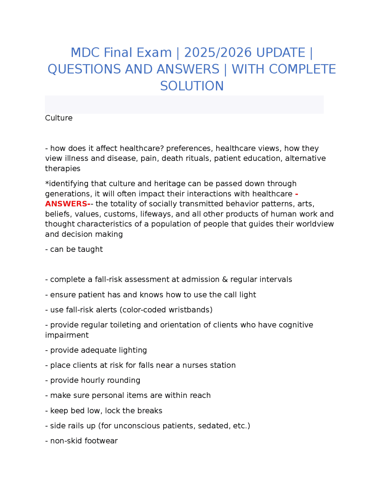 MDC Final Exam 2025/2026: Questions and Answers with Complete Solutions ...