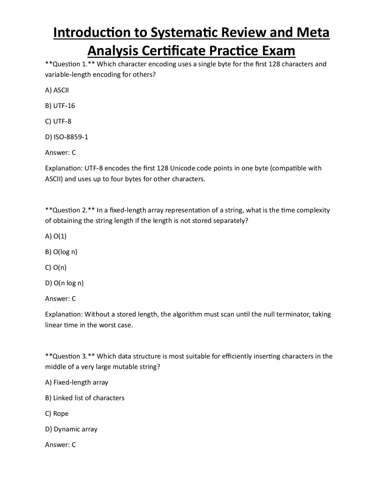Systematic Review and Meta Analysis Practice Exam Questions | Exams ...