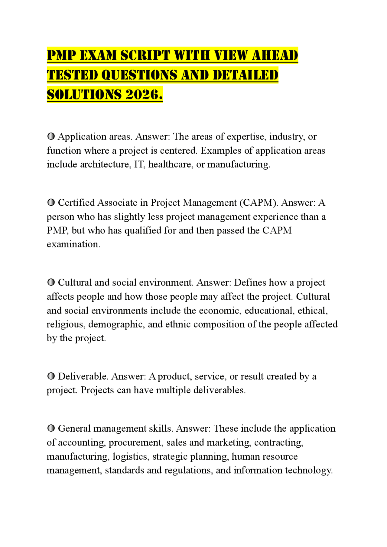 PMP EXAM SCRIPT WITH VIEW AHEAD TESTED QUESTIONS AND DETAILED SOLUTIONS ...
