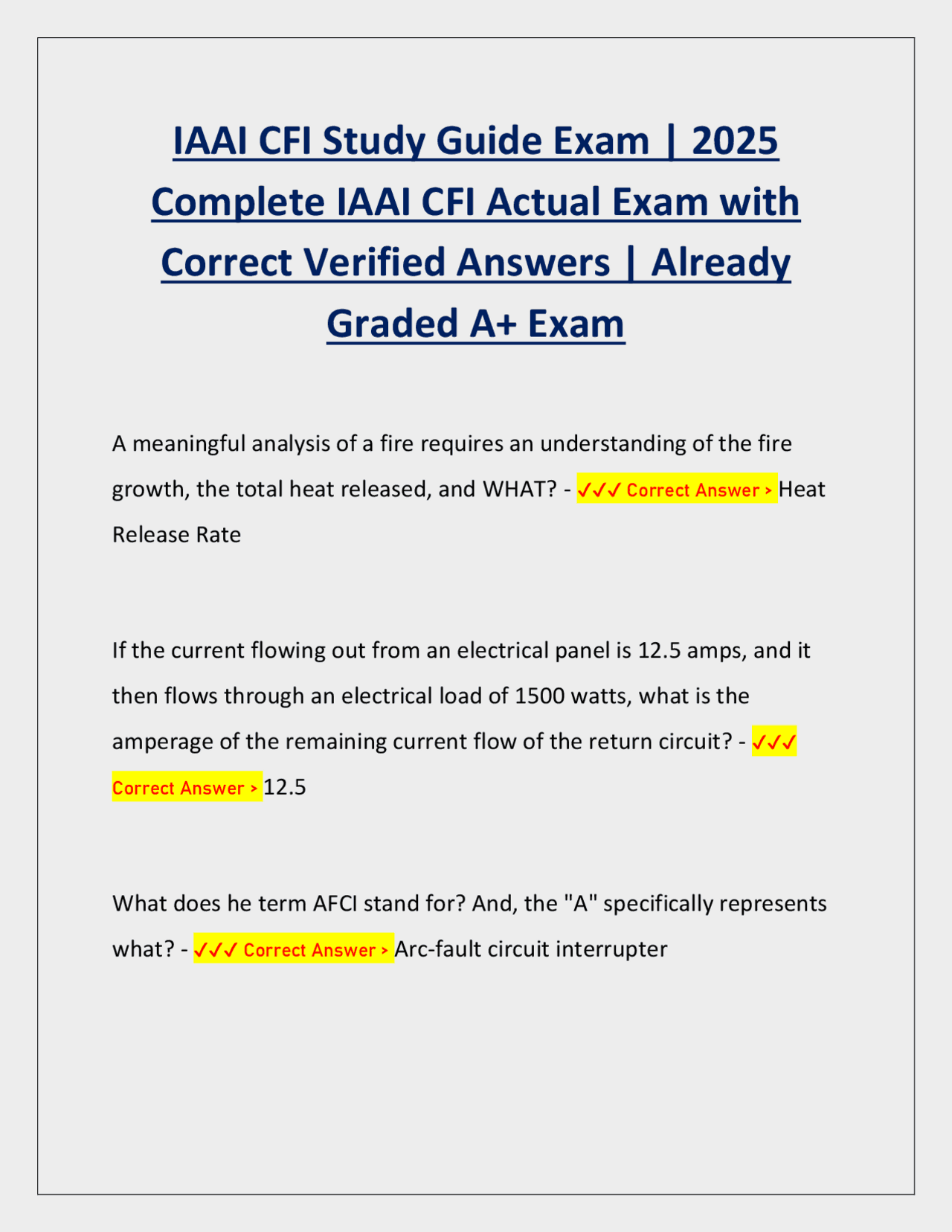 IAAI CFI Study Guide Exam 2025 Questions & Answers | Certified Fire ...