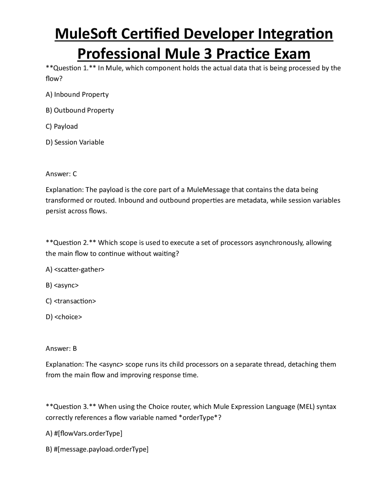 MuleSoft Certified Developer Integration Professional Mule 3 Practice ...