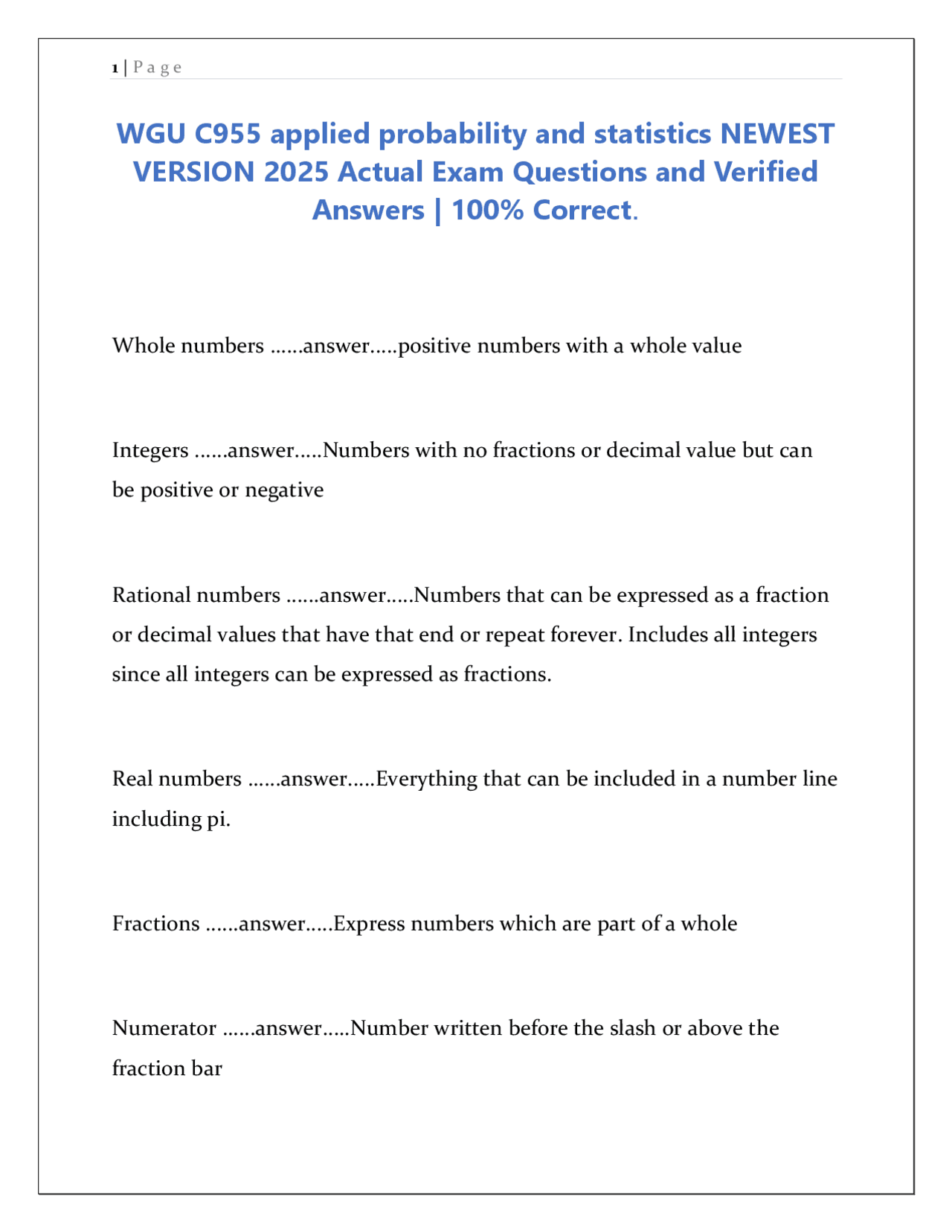WGU C955 applied probability and statistics NEWEST VERSION 2025 | Exams ...