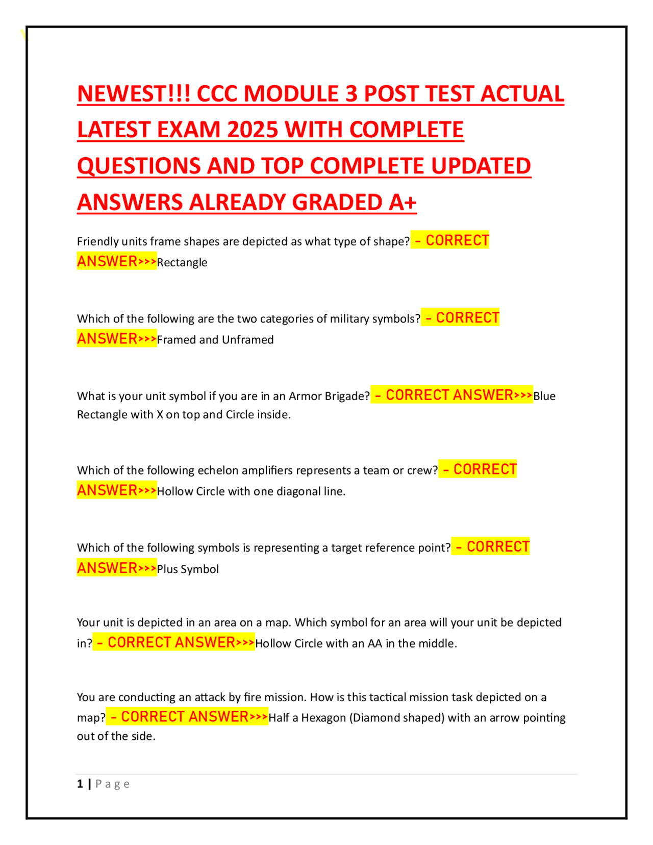CCC Module 3 Post Test: Military Symbols, Operations, and Terminology ...
