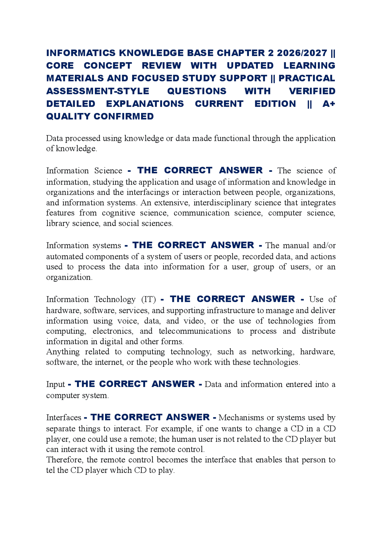 INFORMATICS KNOWLEDGE BASE CHAPTER 2 2026/2027 || CORE CONCEPT REVIEW ...