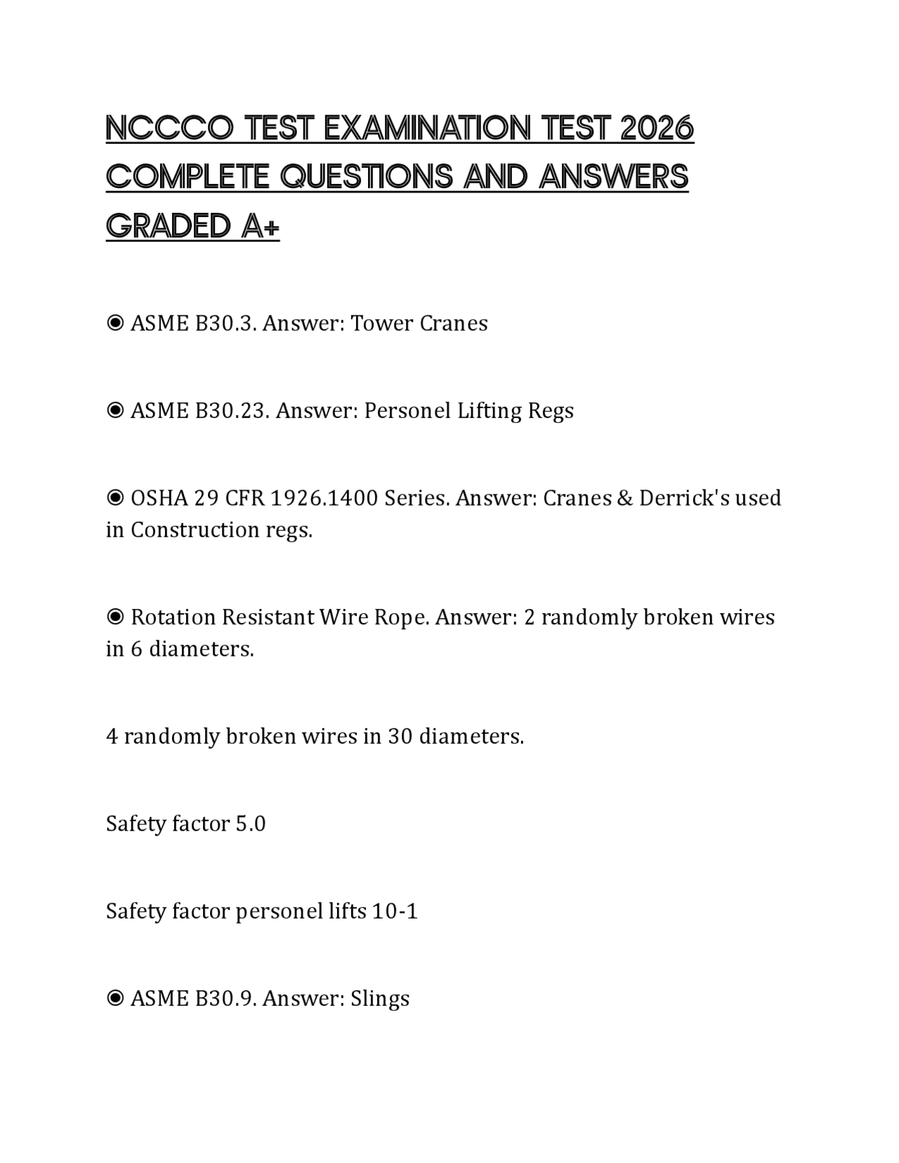 NCCCO TEST EXAMINATION TEST 2026 COMPLETE QUESTIONS AND ANSWERS GRADED ...