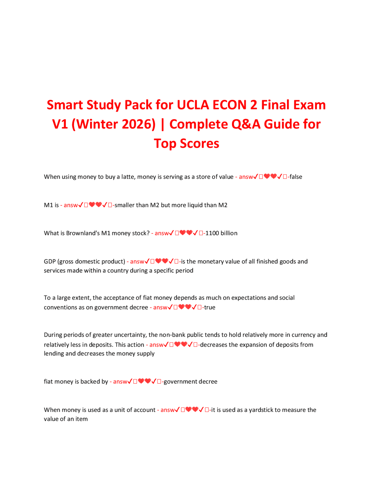 ECON 2 UCLA Final Exam V1 Winter 2026 | ExamFocused Practice Questions ...