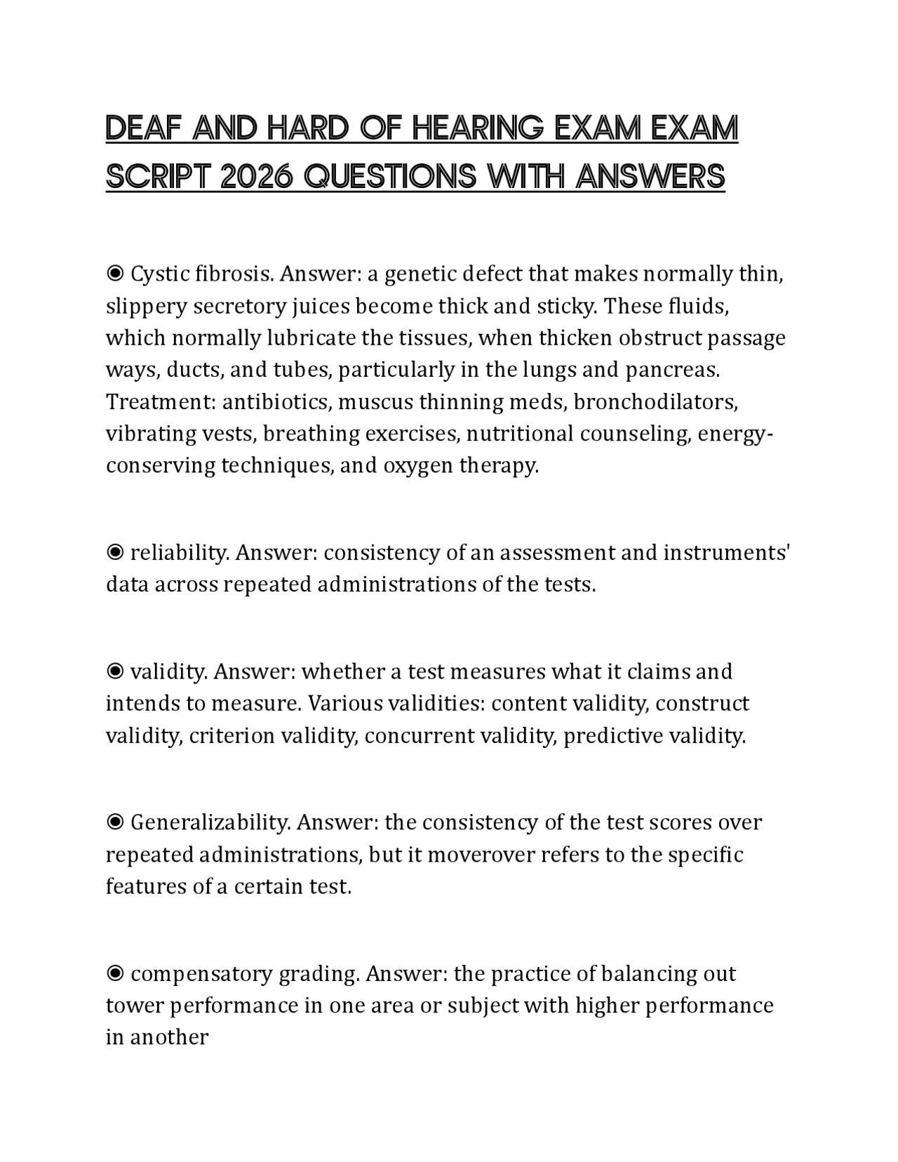 DEAF AND HARD OF HEARING EXAM EXAM SCRIPT 2026 QUESTIONS WITH ANSWERS ...