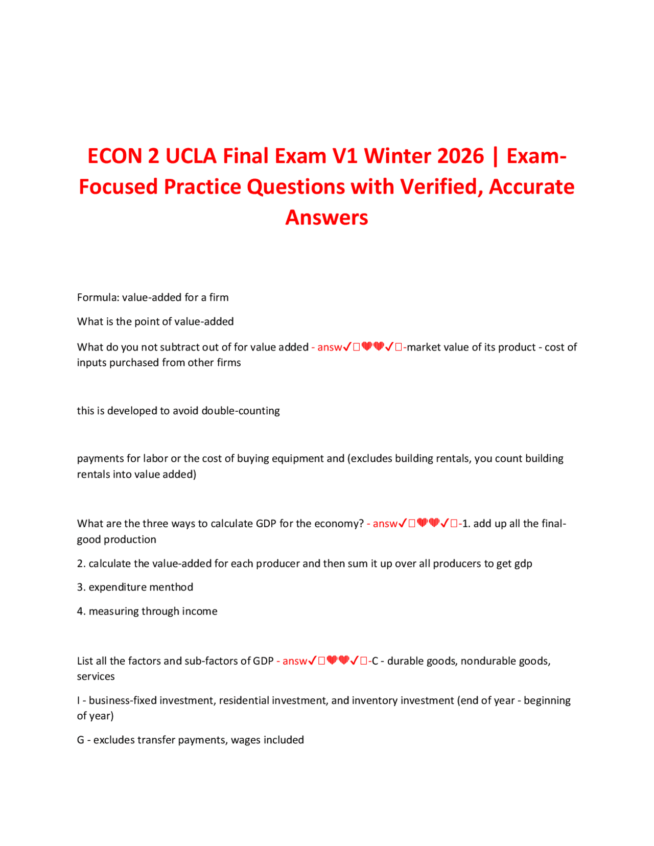 ECON 2 UCLA Final Exam V1 Winter 2026 | ExamFocused Practice Questions ...