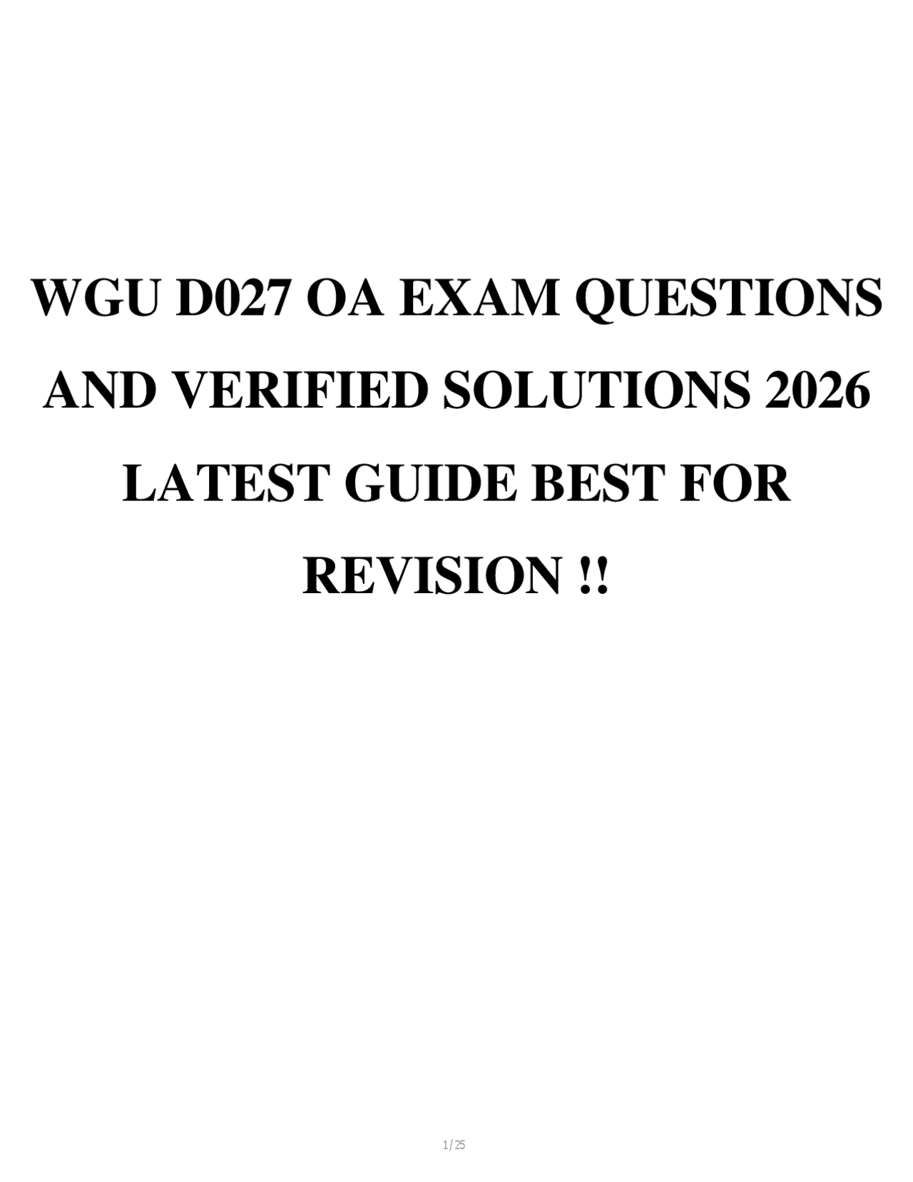 WGU D027 OA EXAM QUESTIONS AND VERIFIED SOLUTIONS 2026 LATEST GUIDE ...
