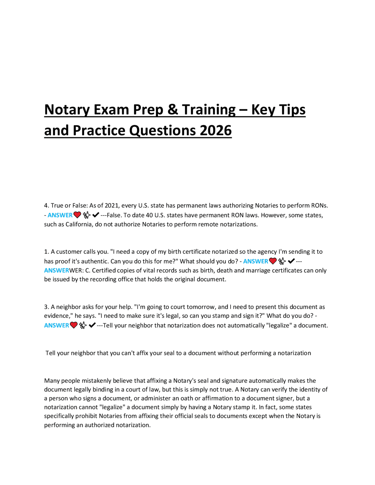 Notary Exam Prep & Training 2026 – Key Tips and Practice Questions ...