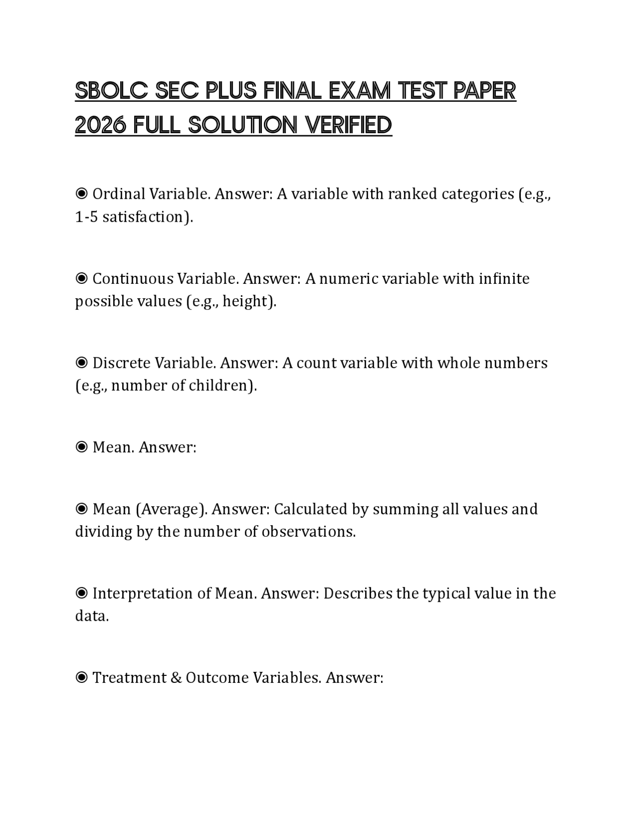 SBOLC SEC PLUS FINAL EXAM TEST PAPER 2026 FULL SOLUTION VERIFIED ...