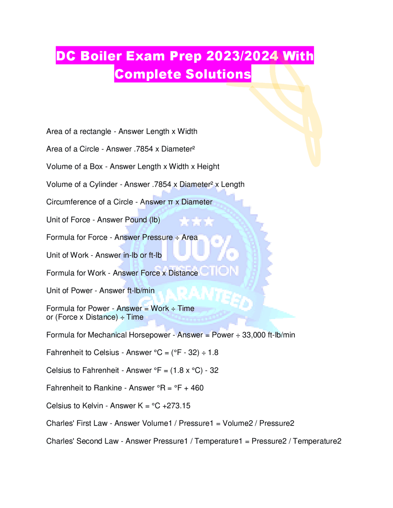 DC Boiler Exam Prep 2023/2024 With Complete Solutions Exams Nursing