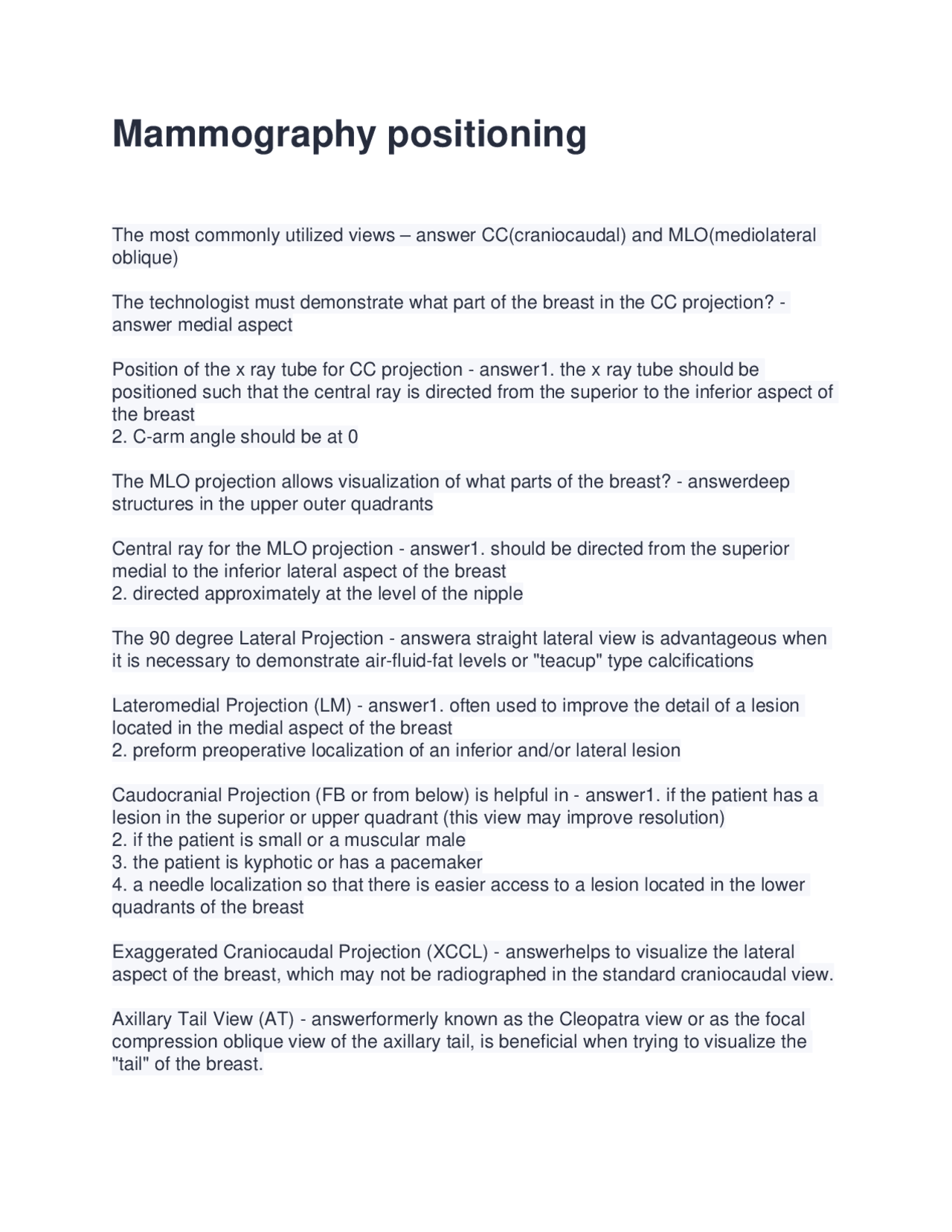 Mammography Positioning Guidebook.pdf Mammography positioning Questions and Answers 2026 | Exams Advanced ...