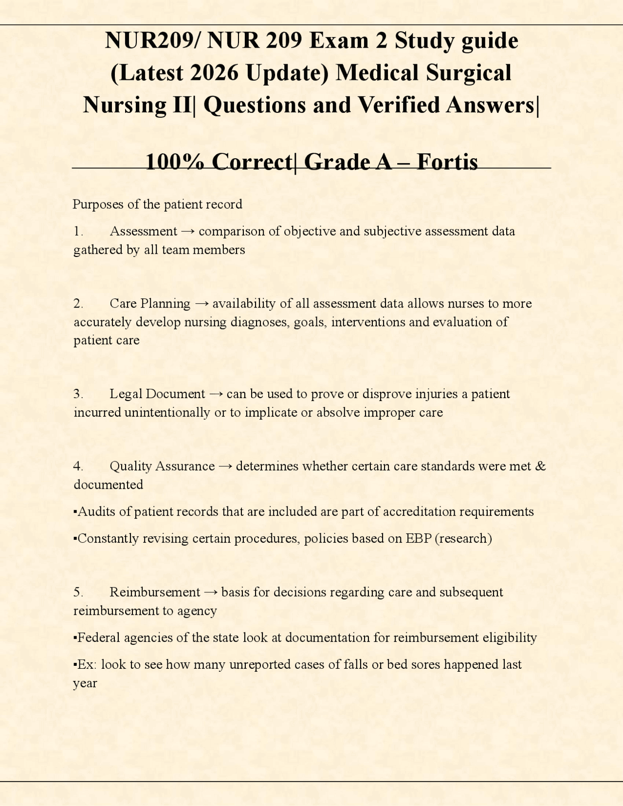 NUR209: NUR 209 Exam 2 Study guide Latest 2026 Update Medical Surgical ...