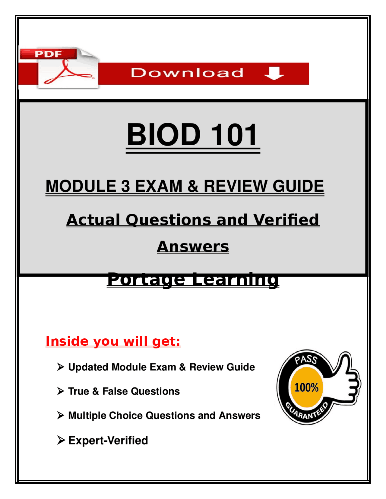 BIOD 101 Module 3 Exam & Review 2026 (PDF) | Biology | Portage Learning ...