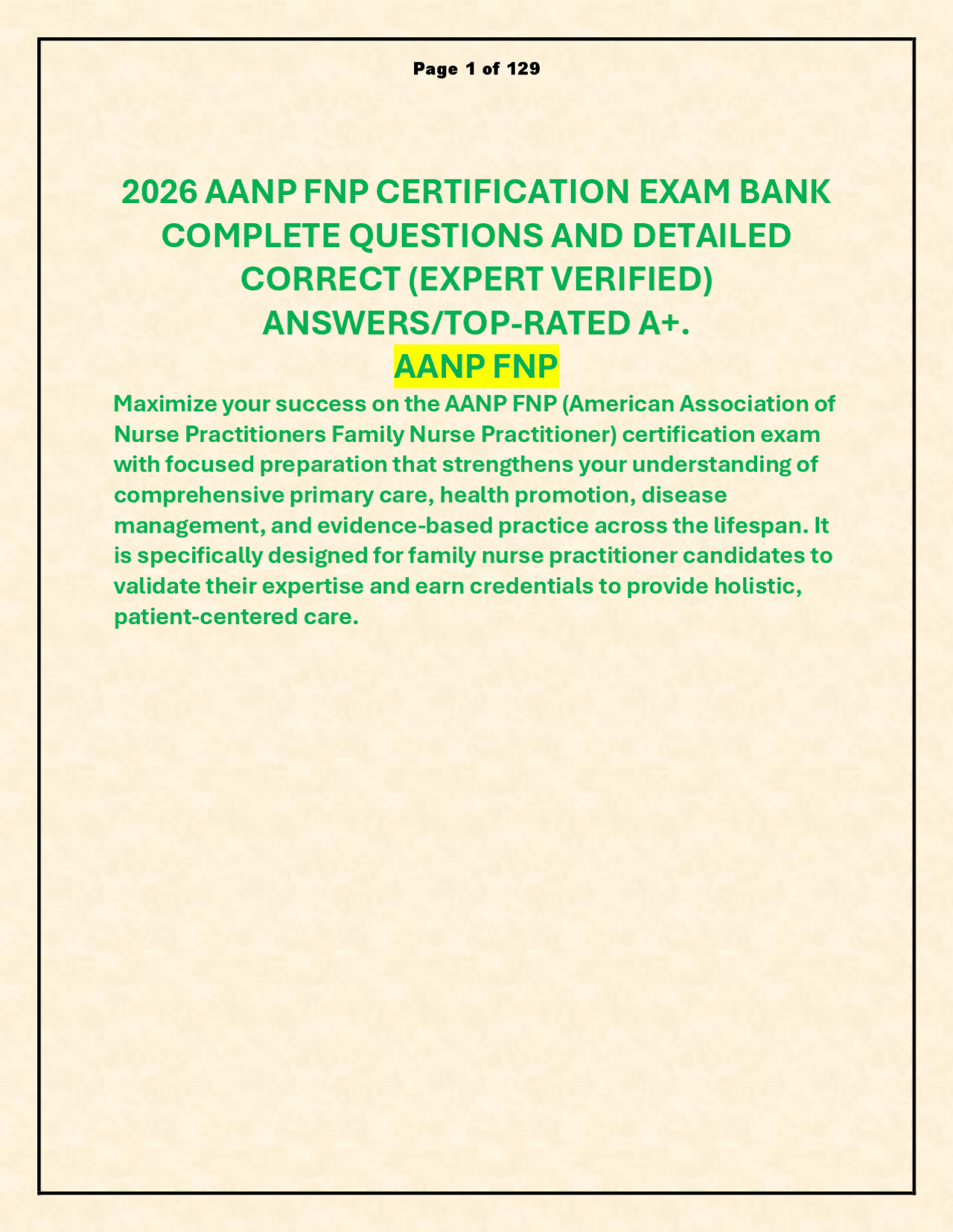 2026 AANP FNP CERTIFICATION EXAM QUESTION AND ANSWER | Exams Nursing ...