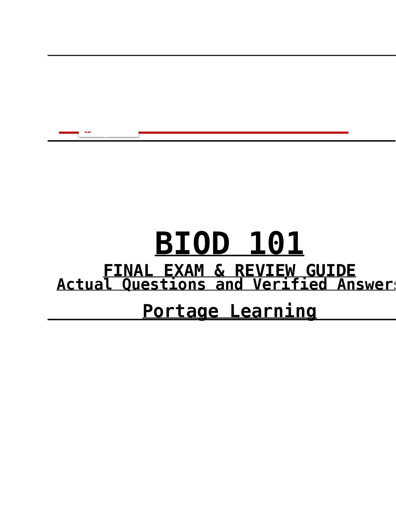 BIOD 101 Final Exam | Portage Learning Biology Course Review | Exams ...