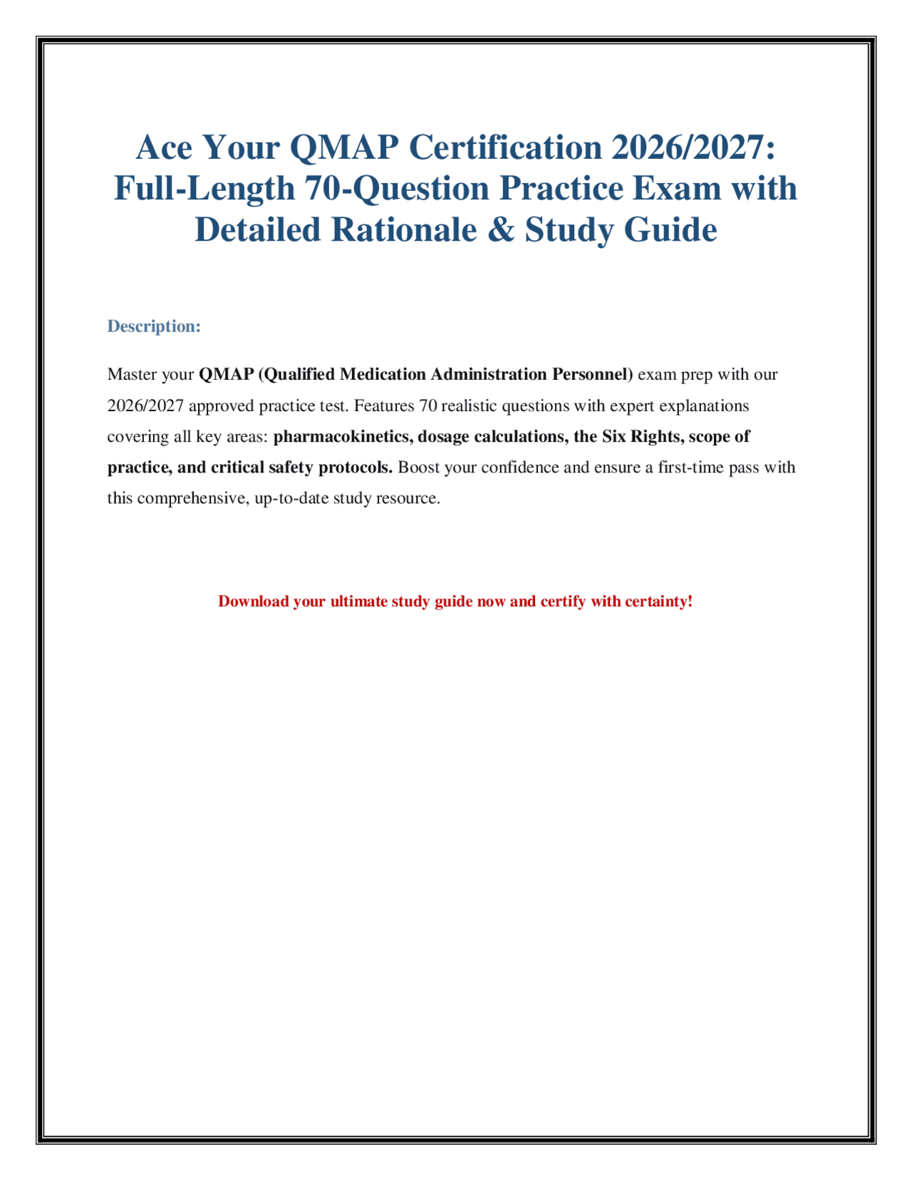 Qmap Math Questions QMAP Practice Test 2026/2027: Free Medication Aide Exam Questions ...