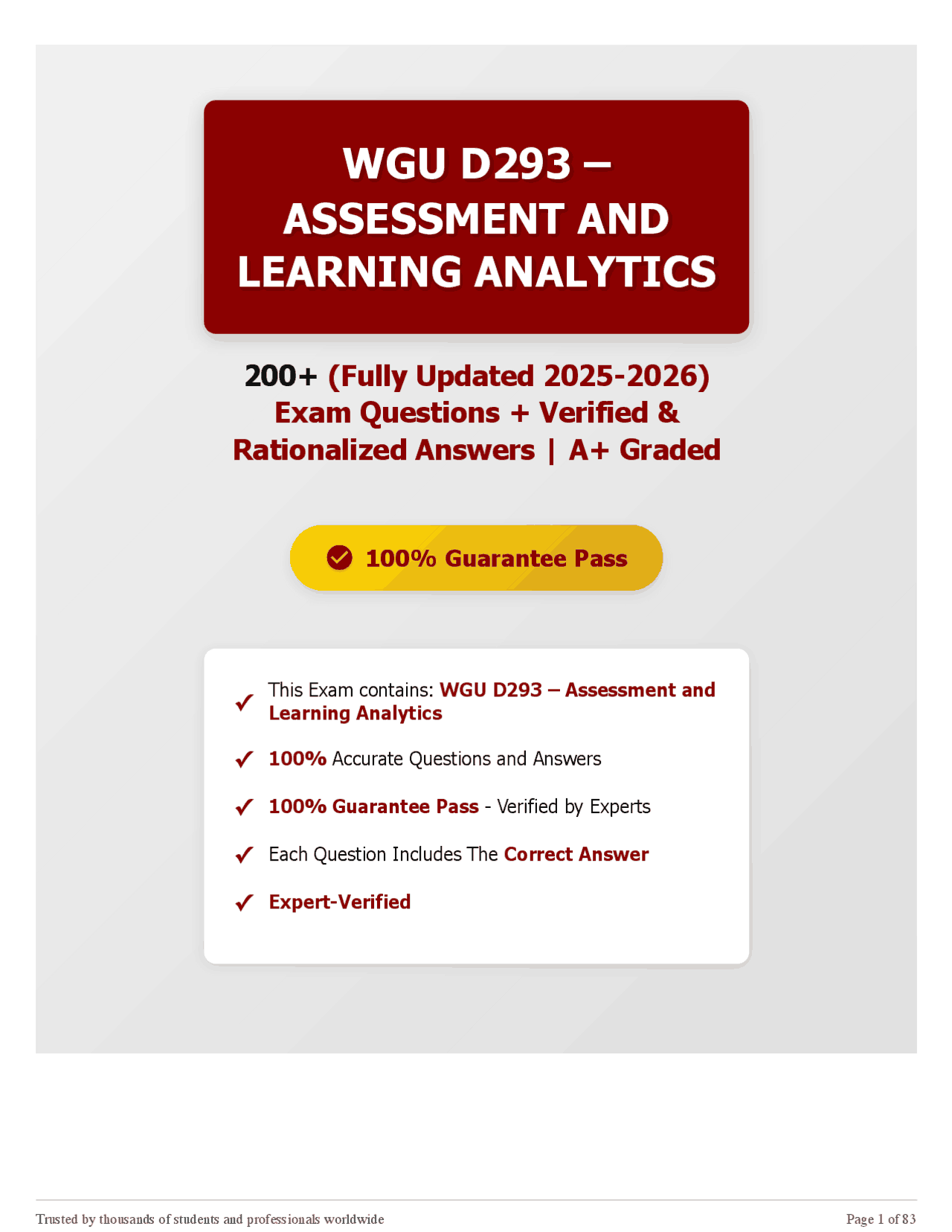WGU D293 – Assessment and Learning Analytics 200+ (Fully Updated 2025 ...