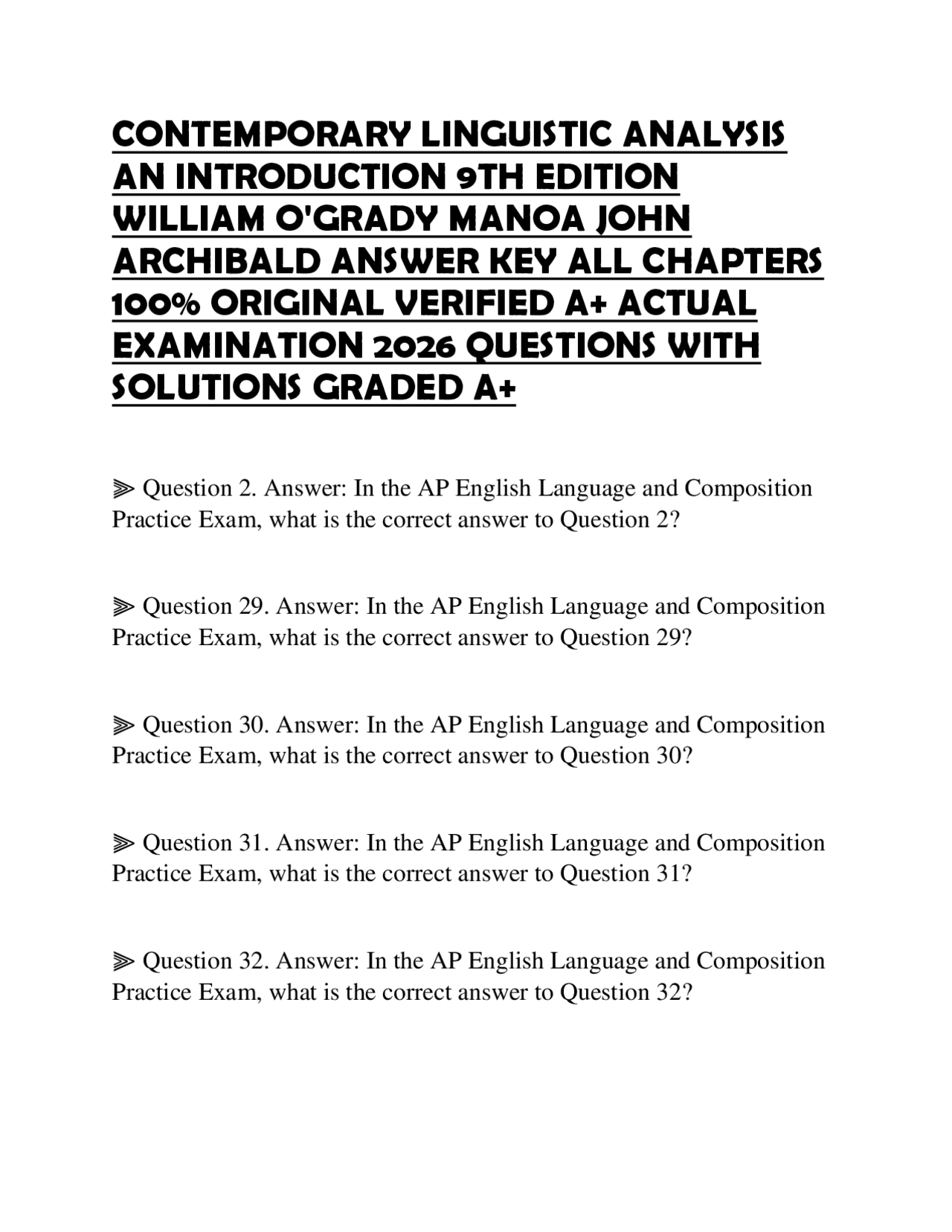 CONTEMPORARY LINGUISTIC ANALYSIS AN INTRODUCTION 9TH EDITION