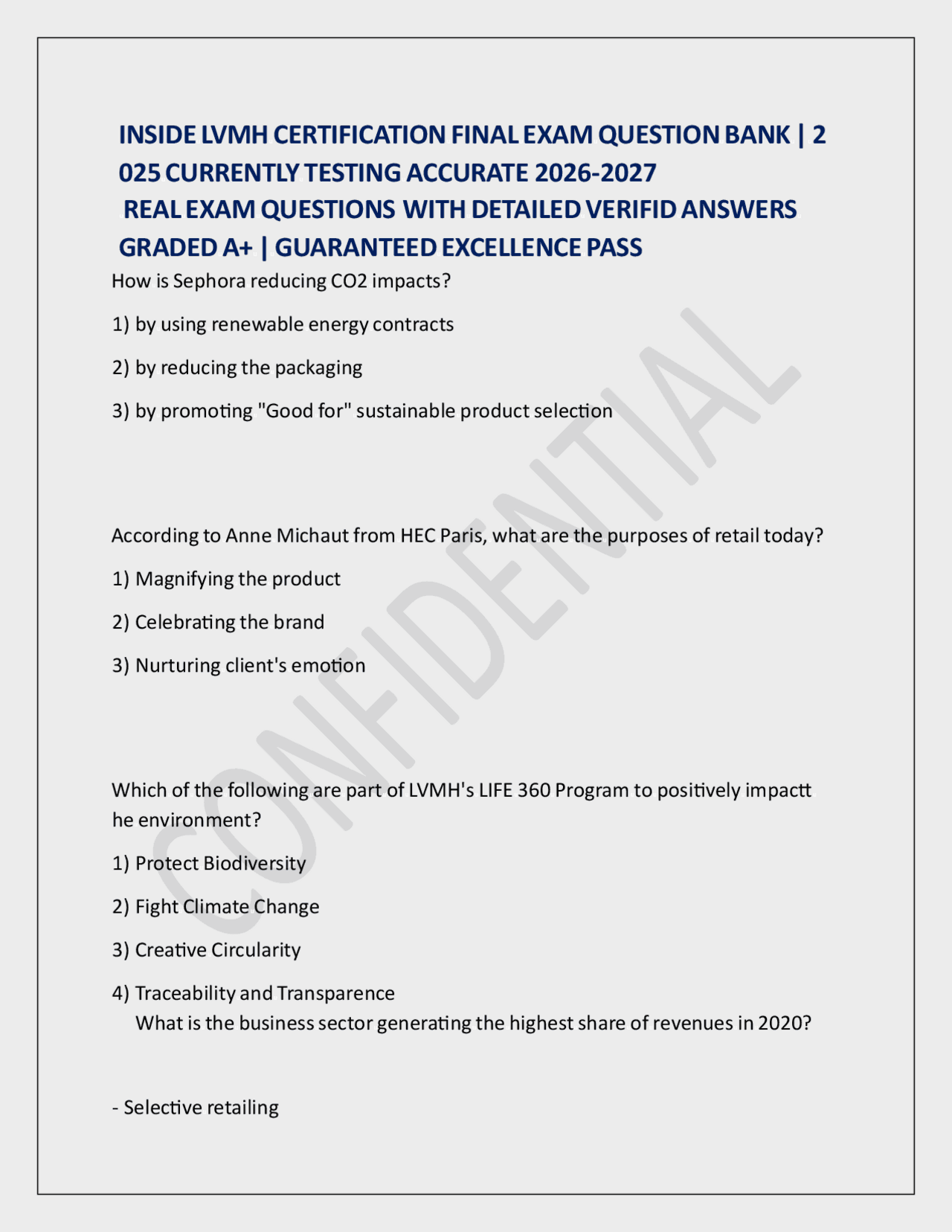 INSIDE 025 LVMH CURRENTLY TESTING CERTIFICATION FINAL EXAM QUESTION ...