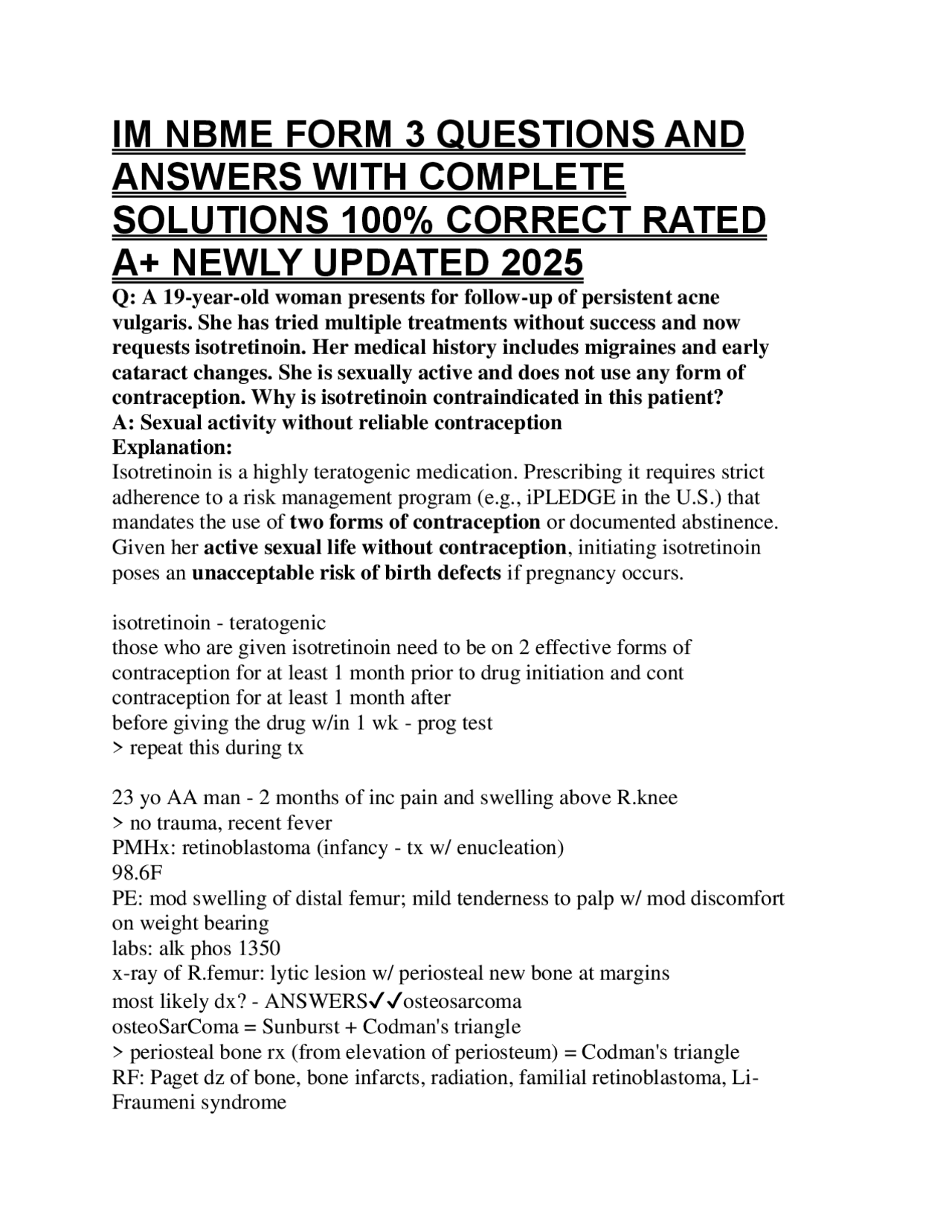 IM NBME FORM 3 QUESTIONS AND ANSWERS WITH COMPLETE SOLUTIONS 100% ...