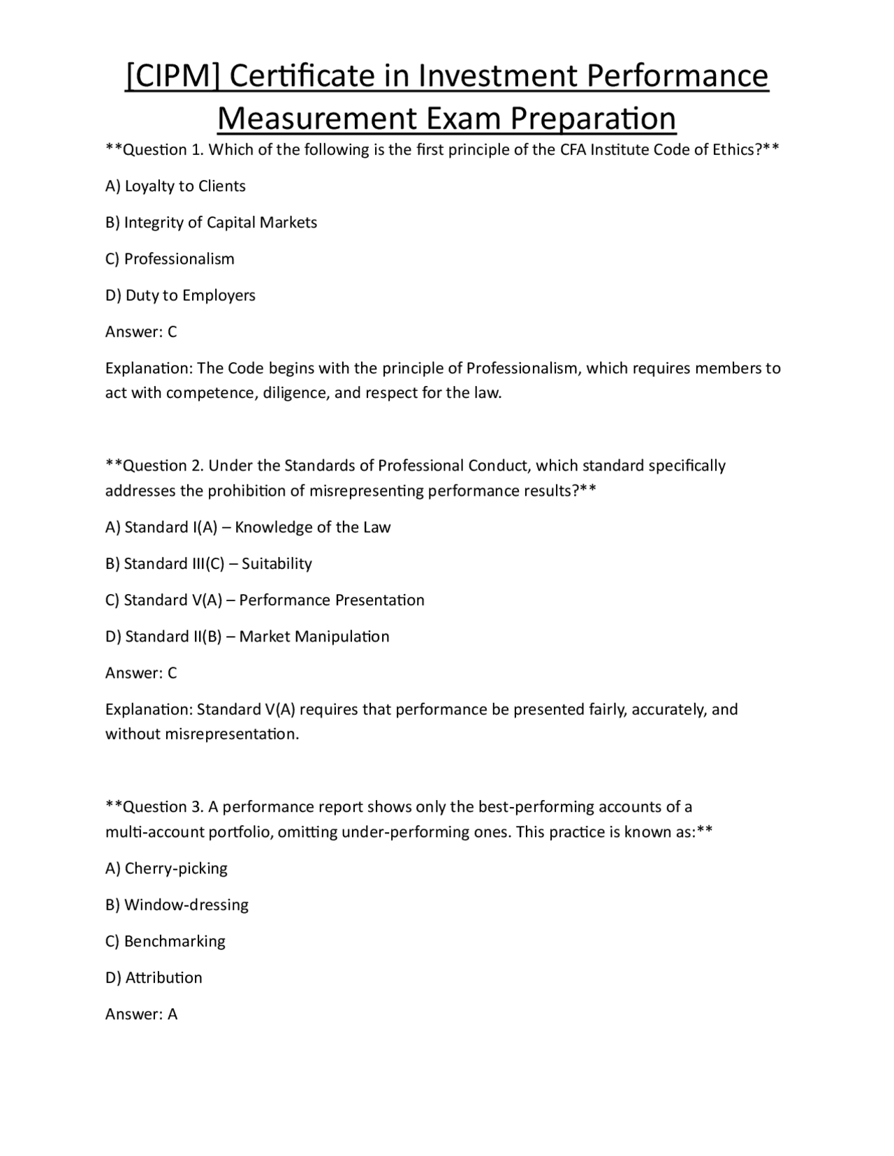 [CIPM] Certificate in Investment Performance Measurement Exam ...