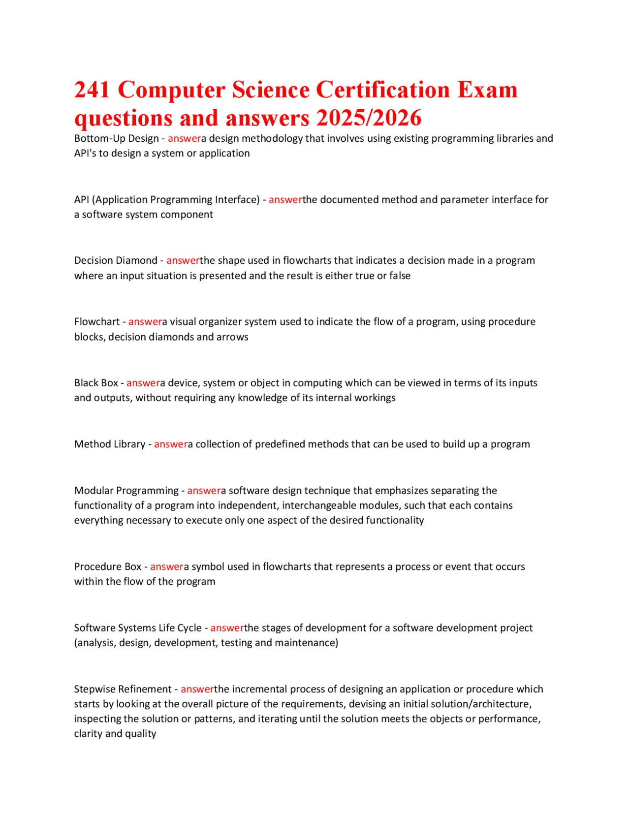 CS 241 Certification Exam Guide 2025: Questions & Answers | Exams ...