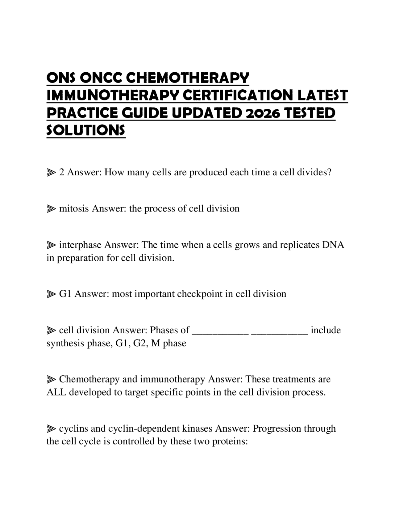 ONS ONCC CHEMOTHERAPY IMMUNOTHERAPY CERTIFICATION LATEST PRACTICE GUIDE ...