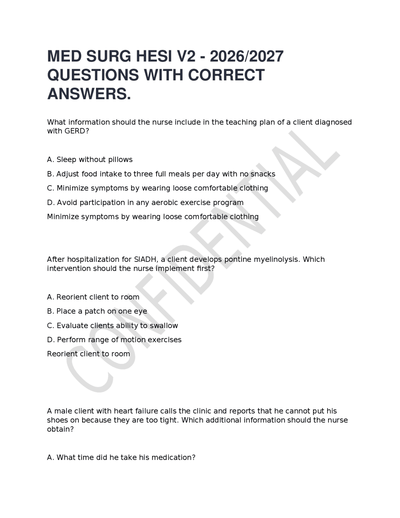 MED SURG HESI V2 - 2026/2027 QUESTIONS WITH CORRECT ANSWERS. | Exams ...