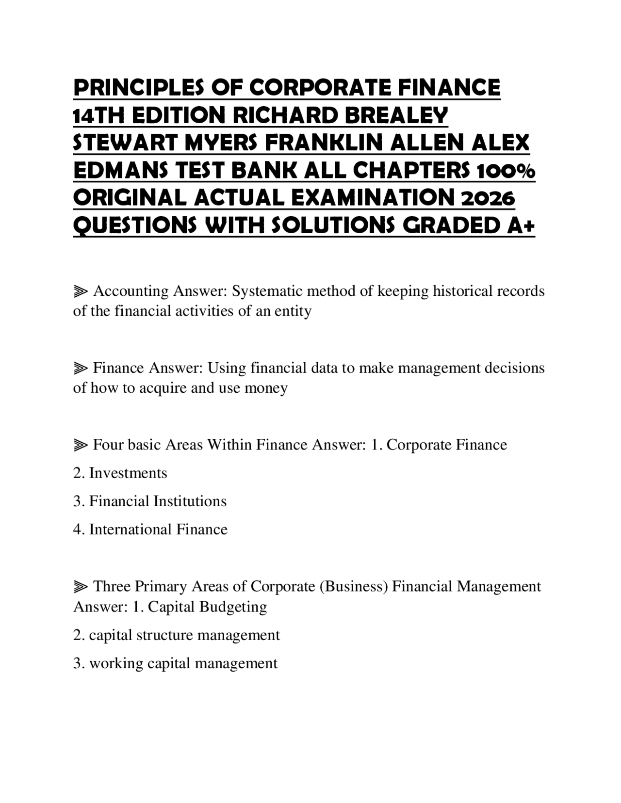 PRINCIPLES OF CORPORATE FINANCE 14TH EDITION RICHARD BREALEY STEWART ...