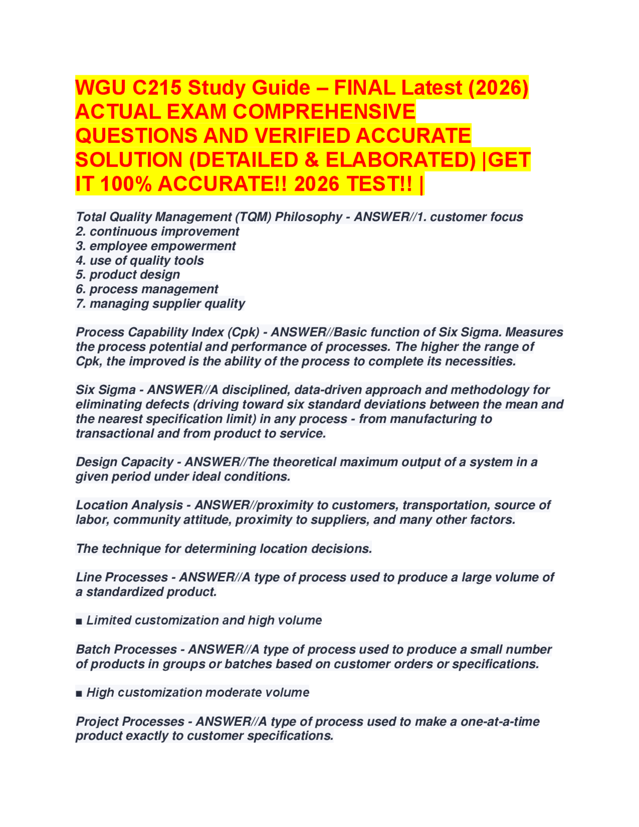 WGU C215 Study Guide (2026) – Final Exam Prep – Comprehensive Questions ...