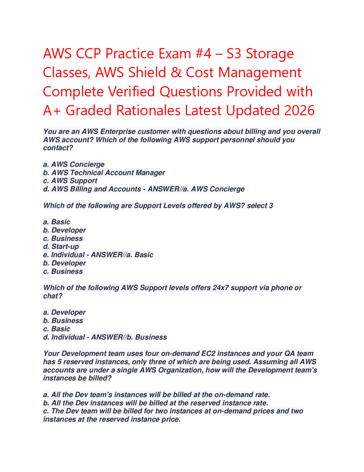 AWS Certified Cloud Practitioner (CCP) Practice Exam 2026: S3 Storage ...