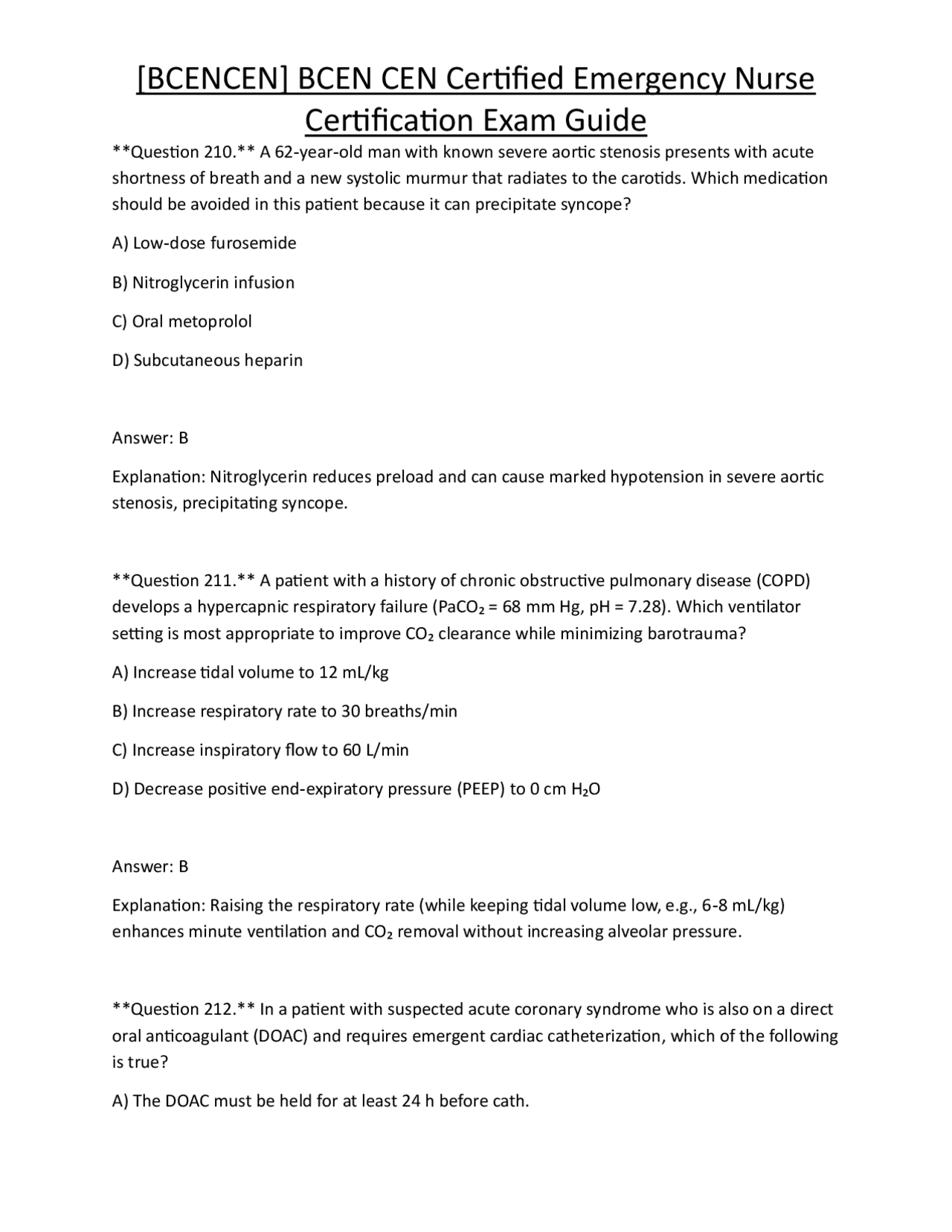 [BCENCEN] BCEN CEN Certified Emergency Nurse Certification Exam Guide ...