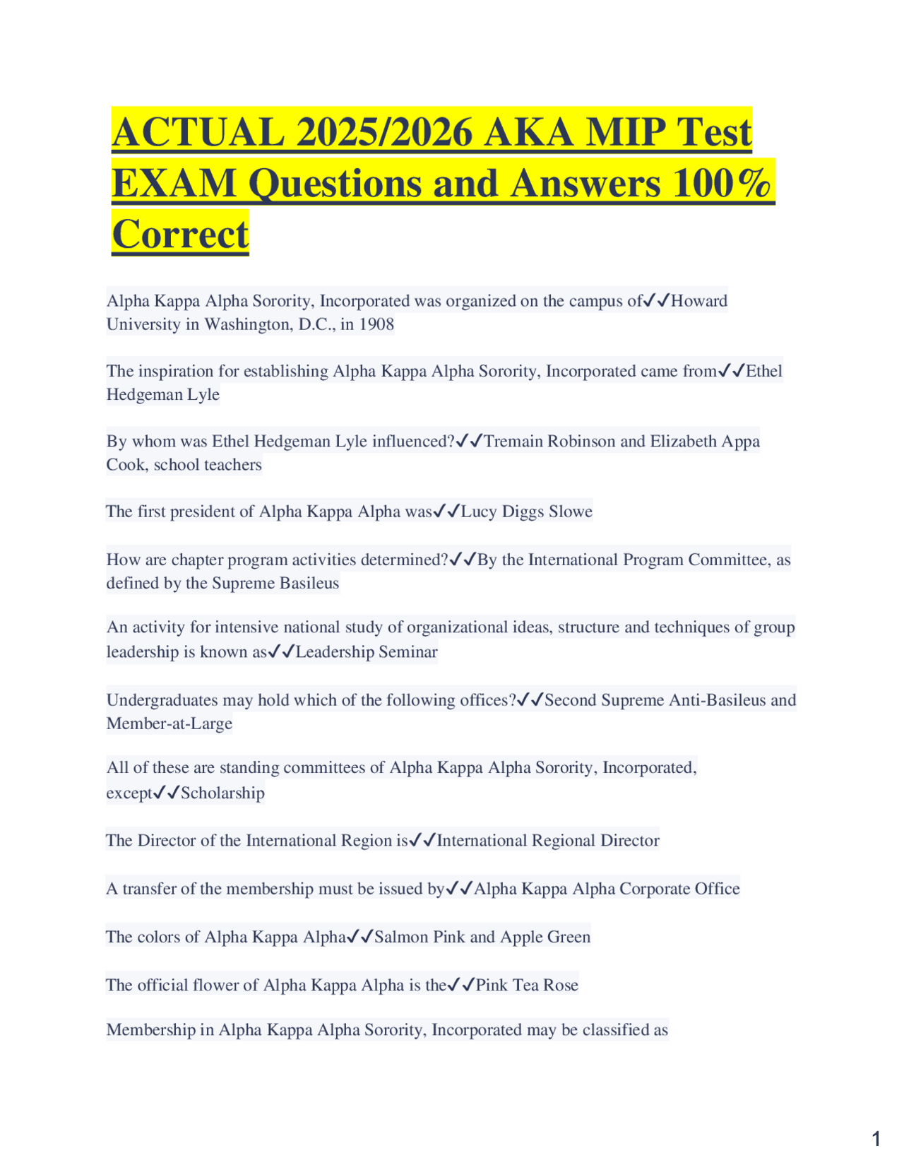ACTUAL 2025/2026 AKA MIP Test EXAM Questions and Answers 100% Correct ...