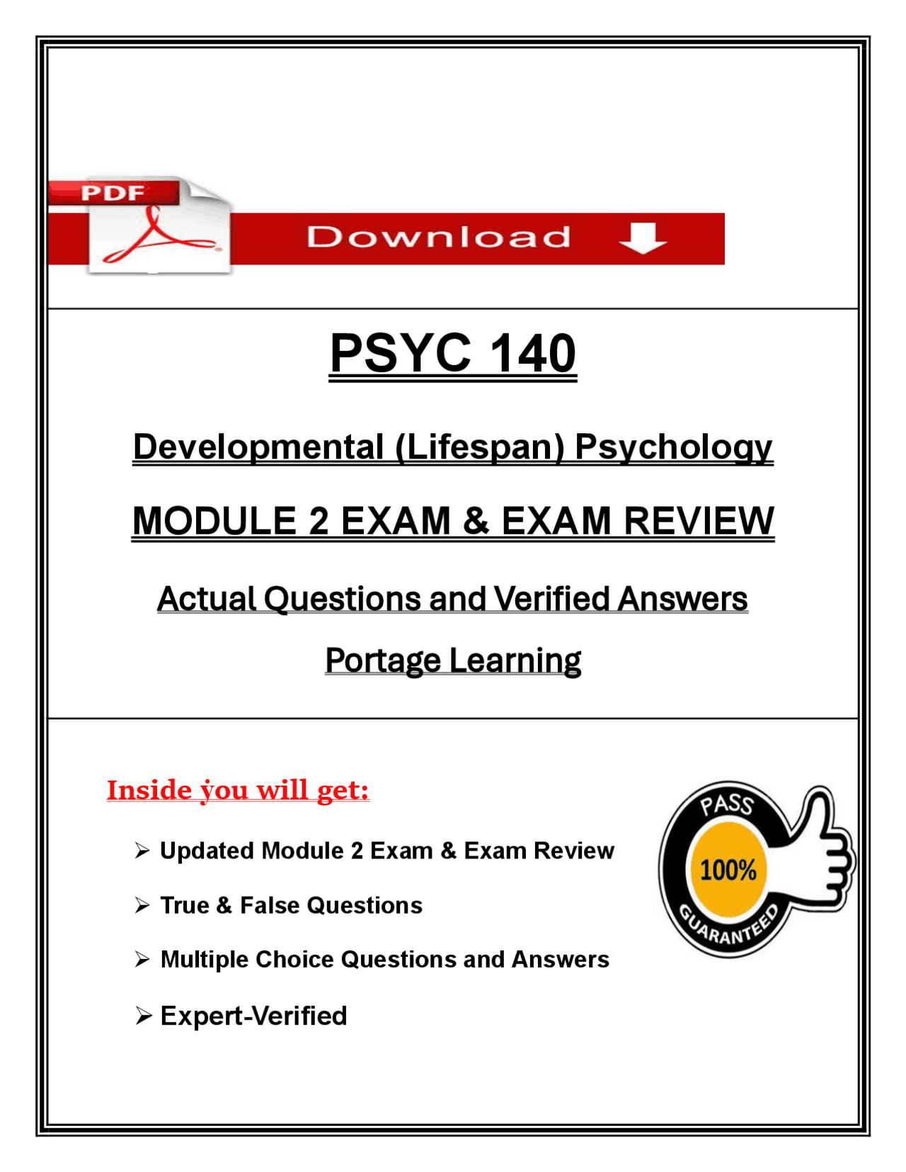 PSYC 140 Module 2 Exam & Review (2026 / 2027) | Lifespan Psychology ...
